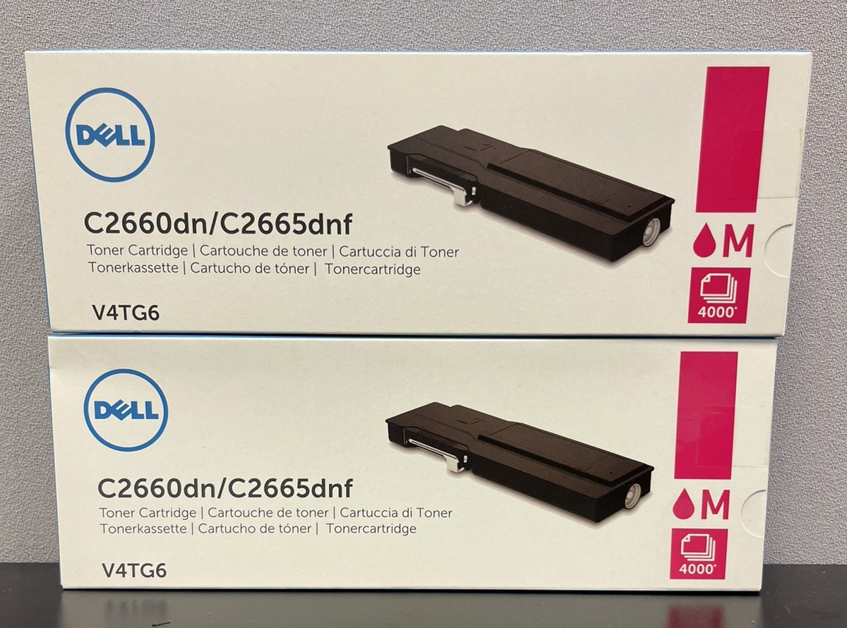 2x Dell Ink Toner Cartridges High Yield Magenta V4TG6 C2660dn/C2665dnf - Sealed