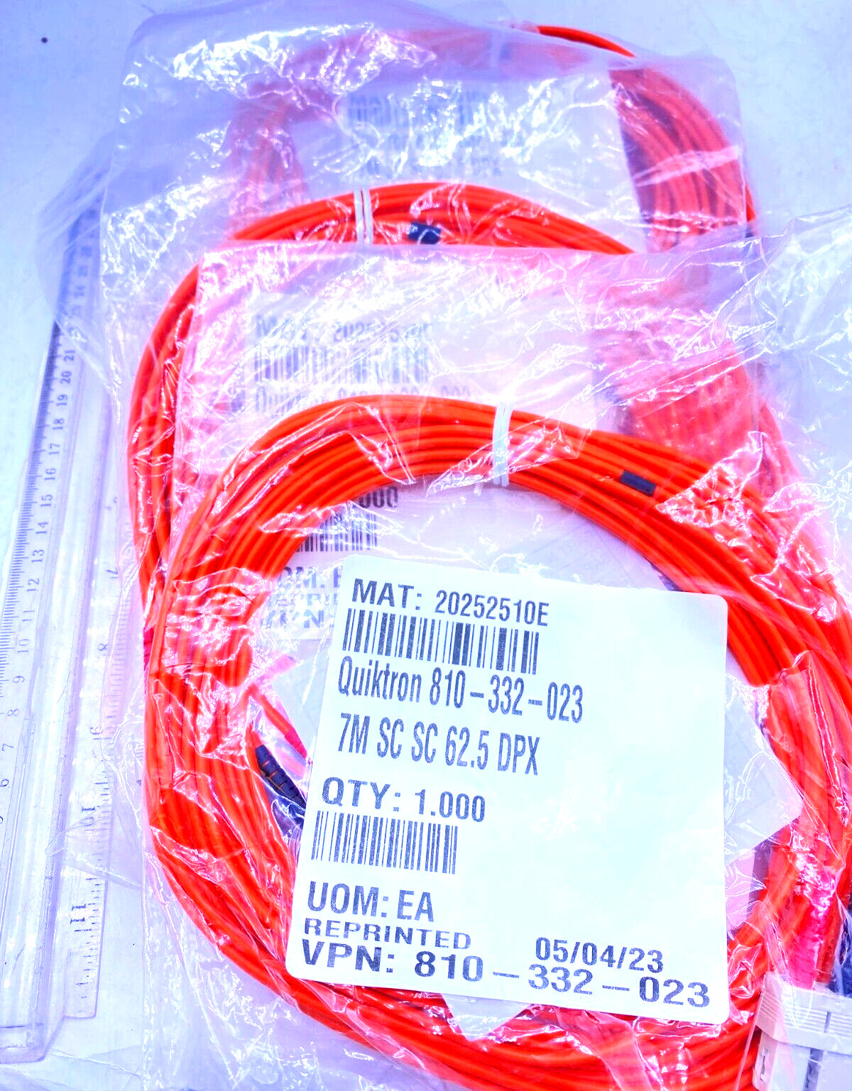 Legrand Quiktron Lot of 5 Fiber Optic 7M SC SC 62.5 DPX Orange 810-332-023 New