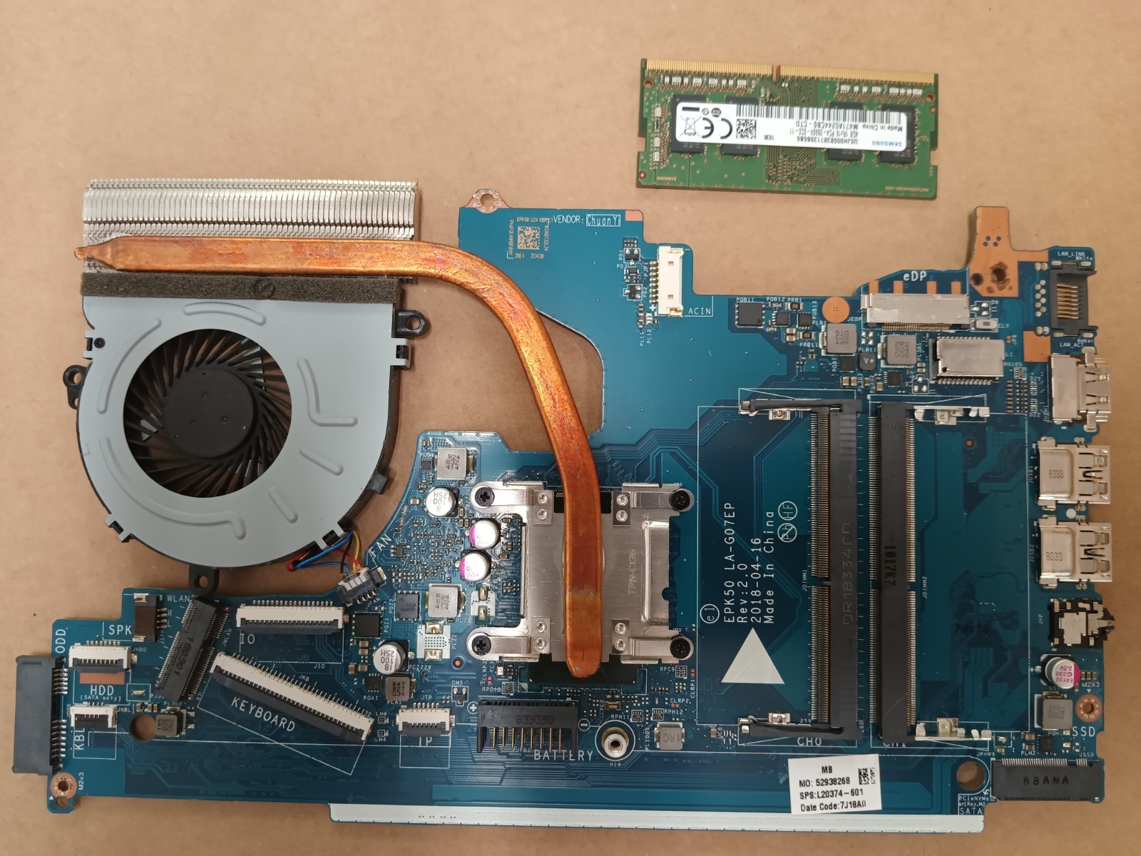 L20374-601 LA-G07EP GENUINE HP MOTHERBOARD I3-8130U 15-DA0012DX 15-DA0032WM 