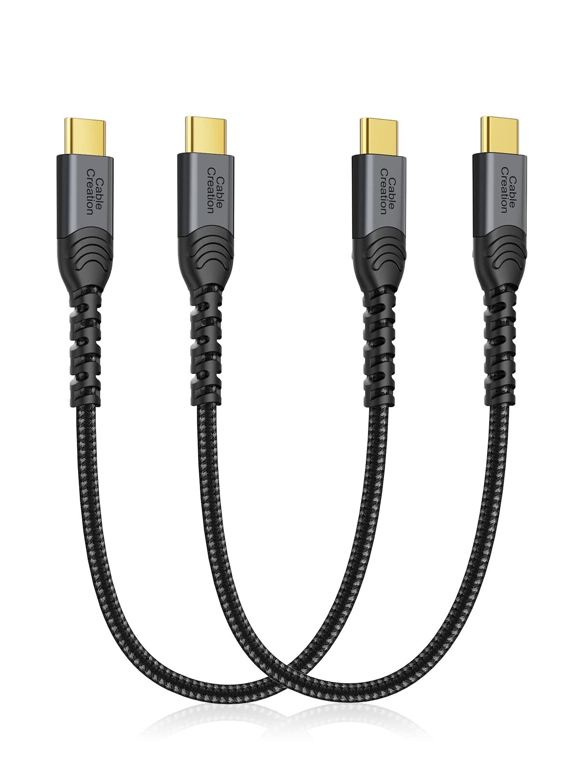 CableCreation 1FT 2pcs USB C Cable Short USB C 60W Fast Charging Braided Type C
