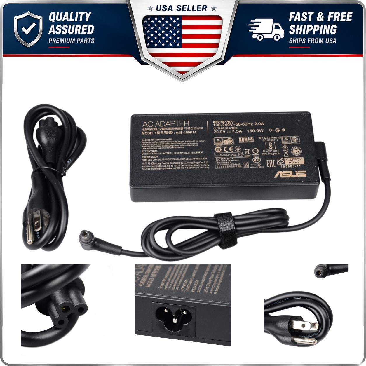 NEW 150W Laptop Charger ADP-150CH B for ASUS ROG Strix G15 G512LI 6.0x3.7mm