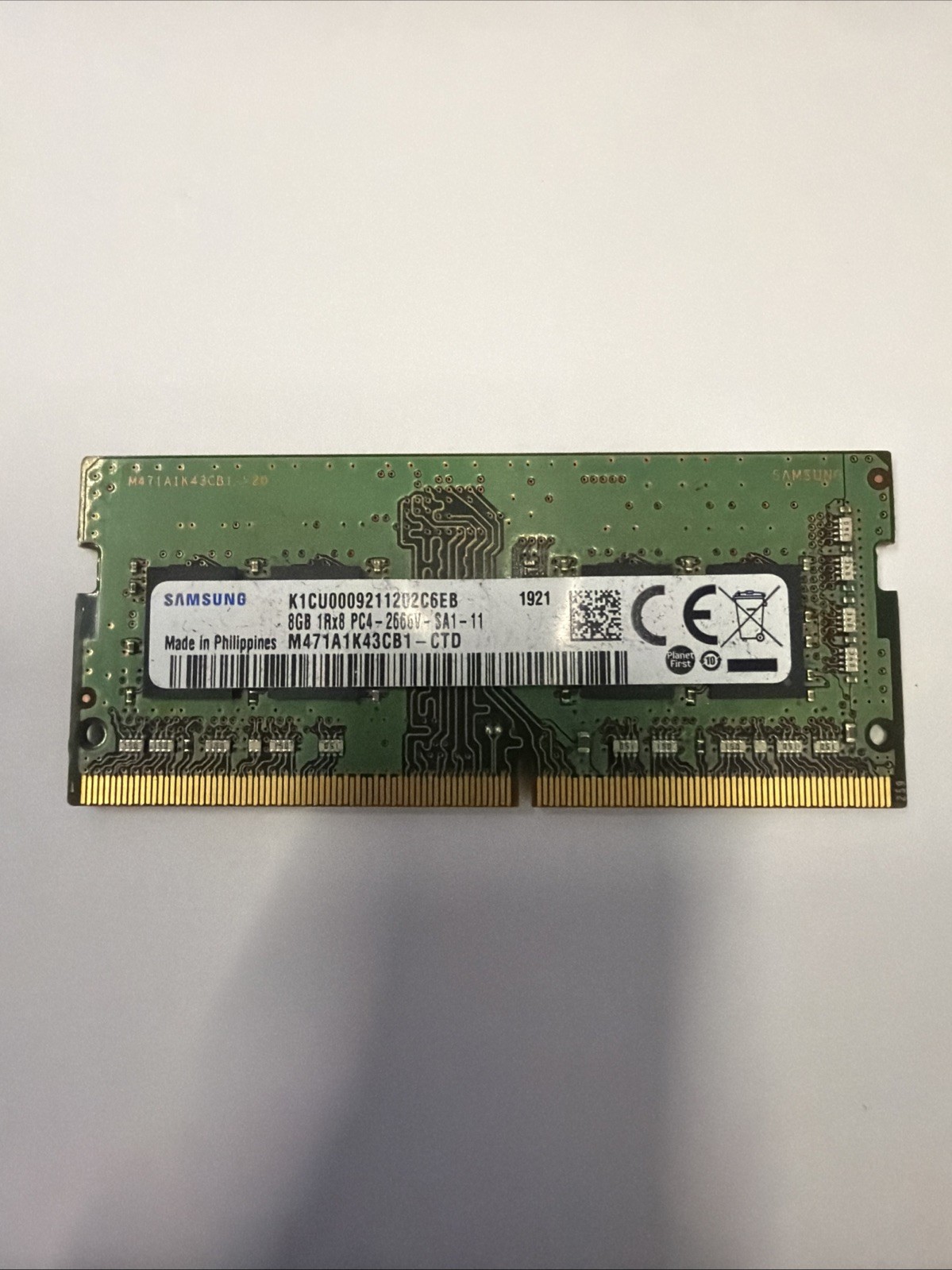 Samsung 8GB DDR4 2666MHz PC4-21300 1Rx8 SODIMM Laptop RAM M471A1K43CB1-CTD