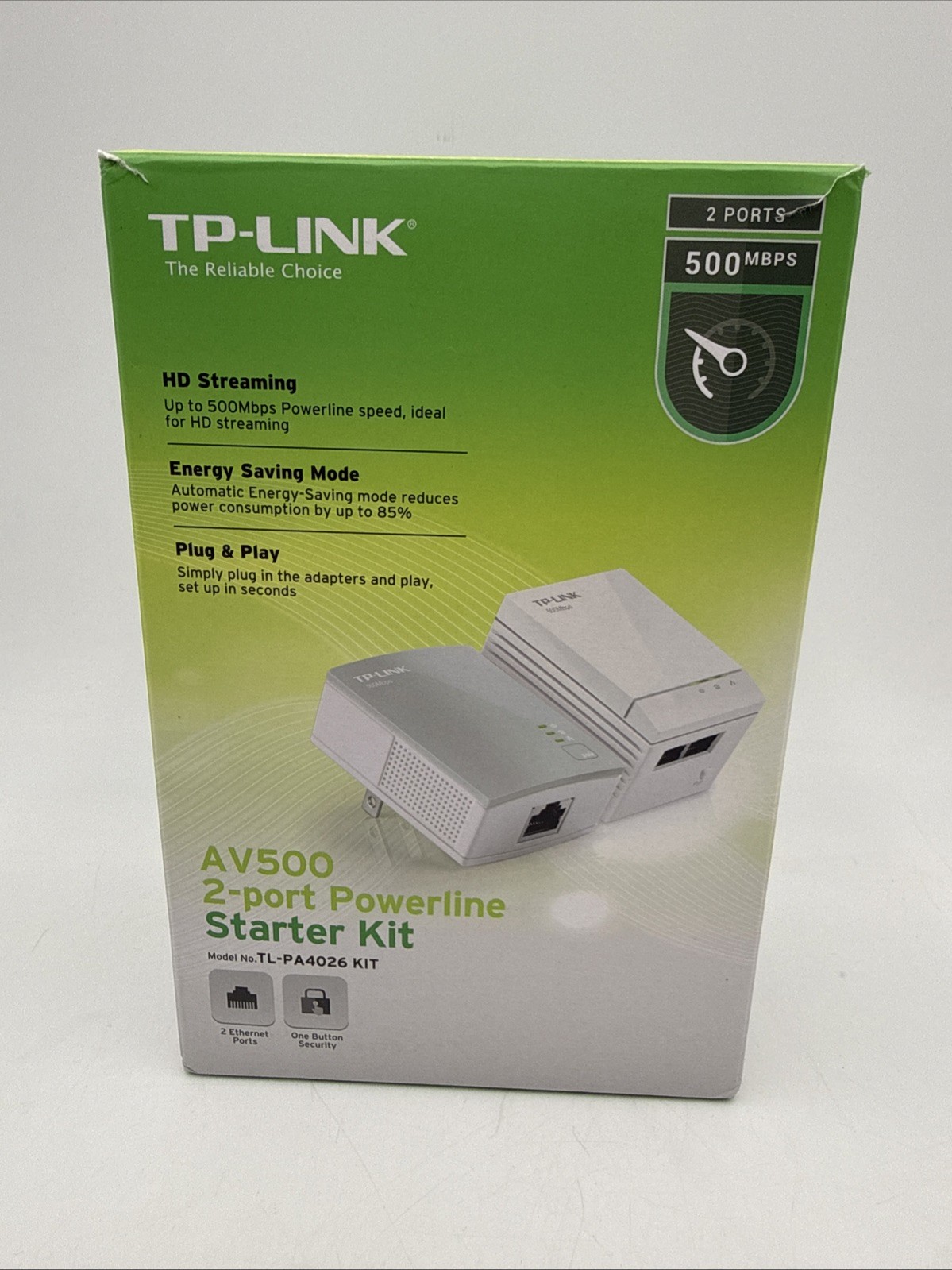 TP-Link TL-PA4026 KIT AV500 2-Port Powerline Starter Kit - NEW in Box
