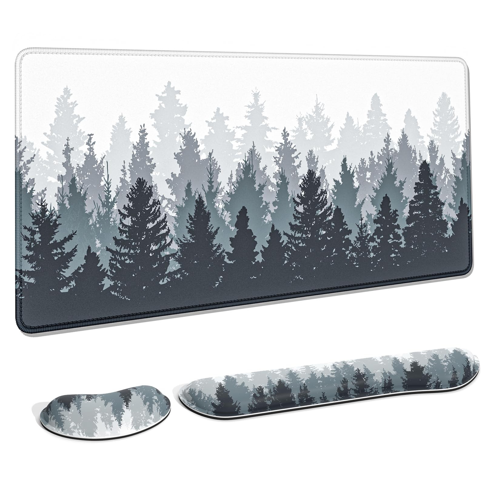 Auhoahsil Large Mouse Pad with Extended XX-Large, Ink Painting Misty Forest