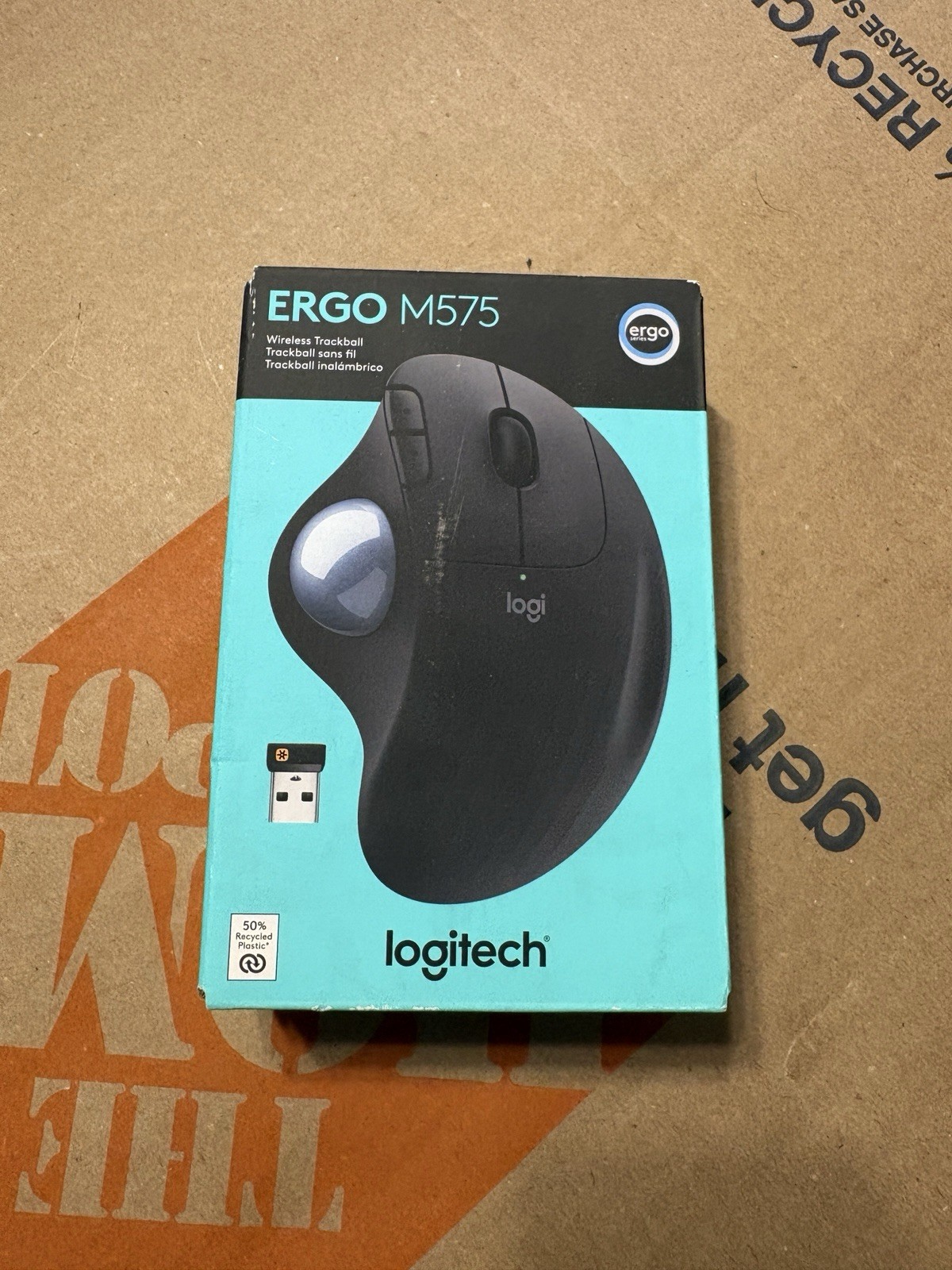 Logitech ERGO M575 Wireless Trackball Mouse Black USB Receiver NEW- open box