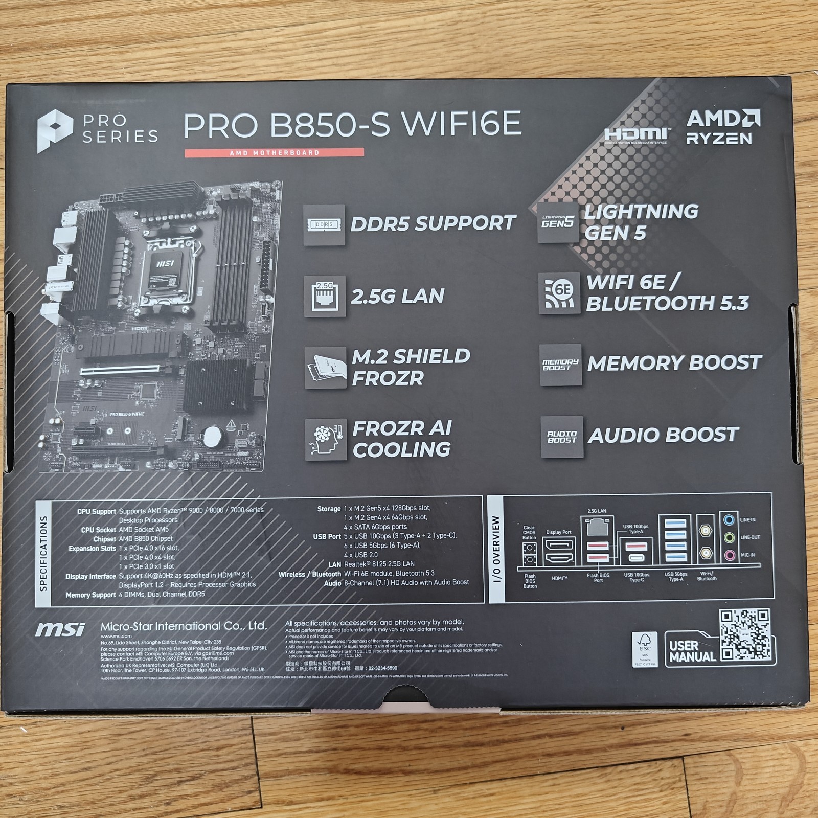 MSI Pro B850-S Wifi 6E motherboard 