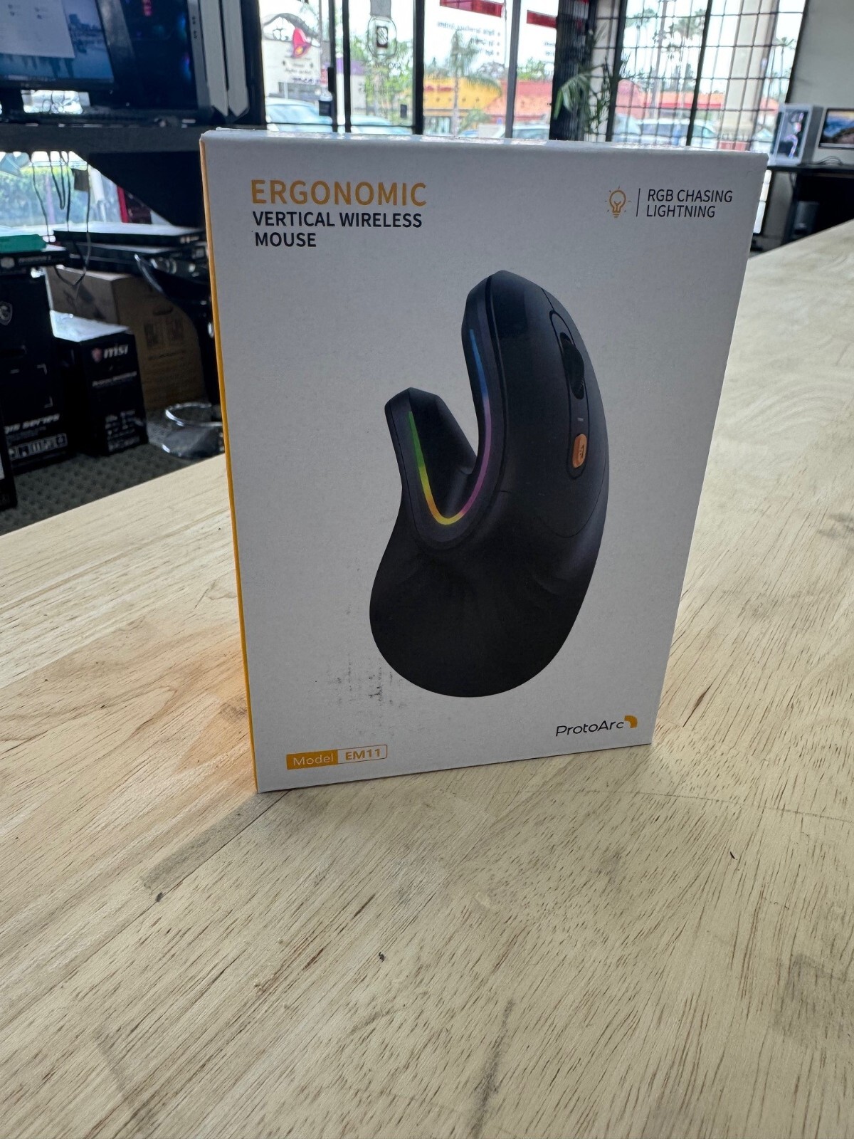 ProtoArc Ergonomic Vertical Mouse, EM11 RGB Bluetooth Mouse Wireless, Ergo Mouse