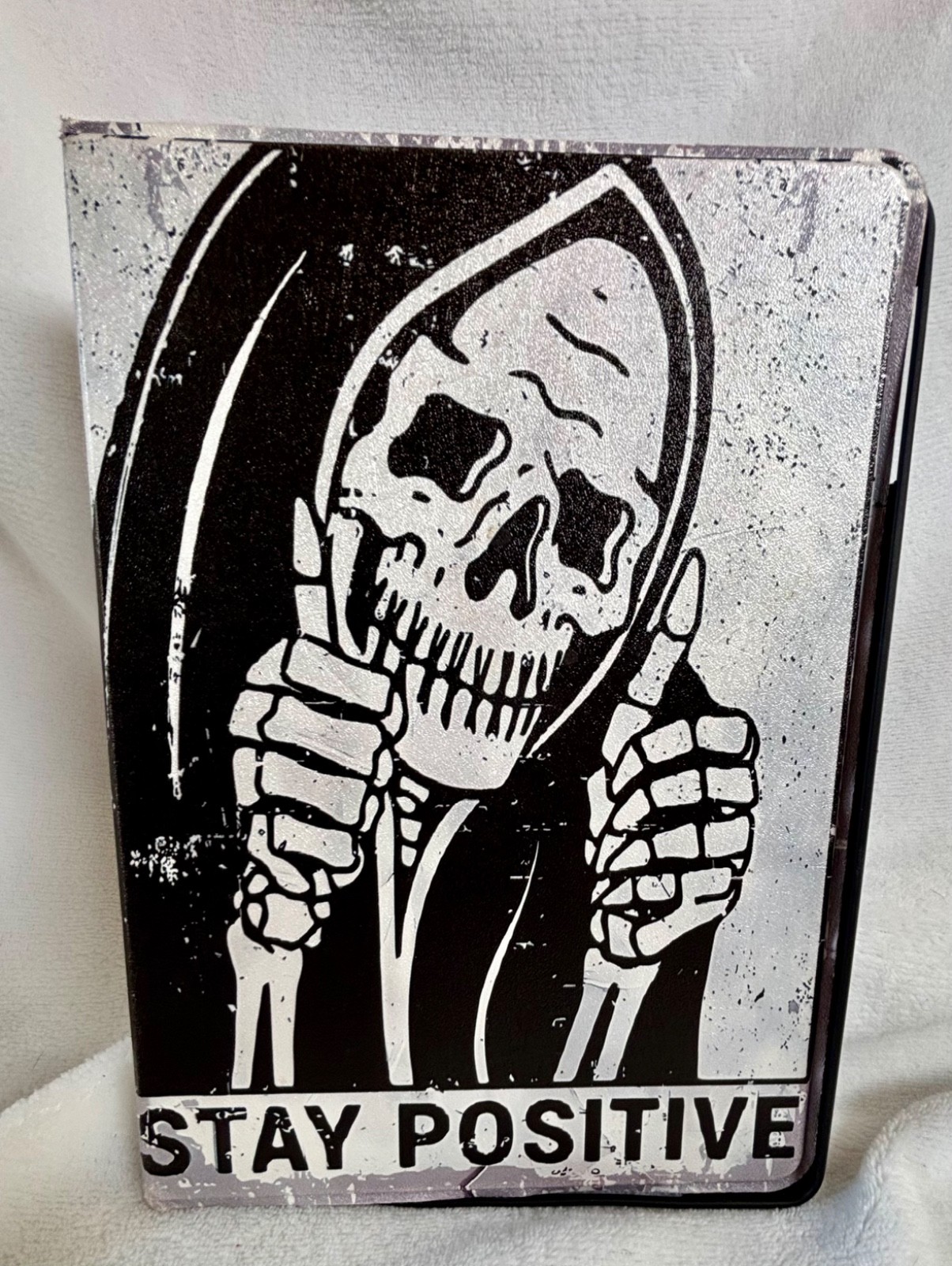 Goth Grim Reaper Skeleton iPad Case 10.2" | Thumbs Up Peace Sign Folio Cover
