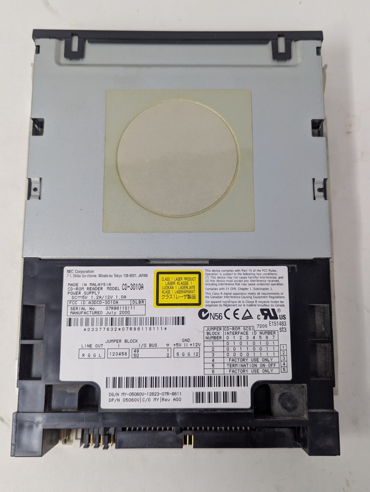 NEC CD-3010A 40X CD-ROM Drive SCSI 50-Pin 5.25' Untested