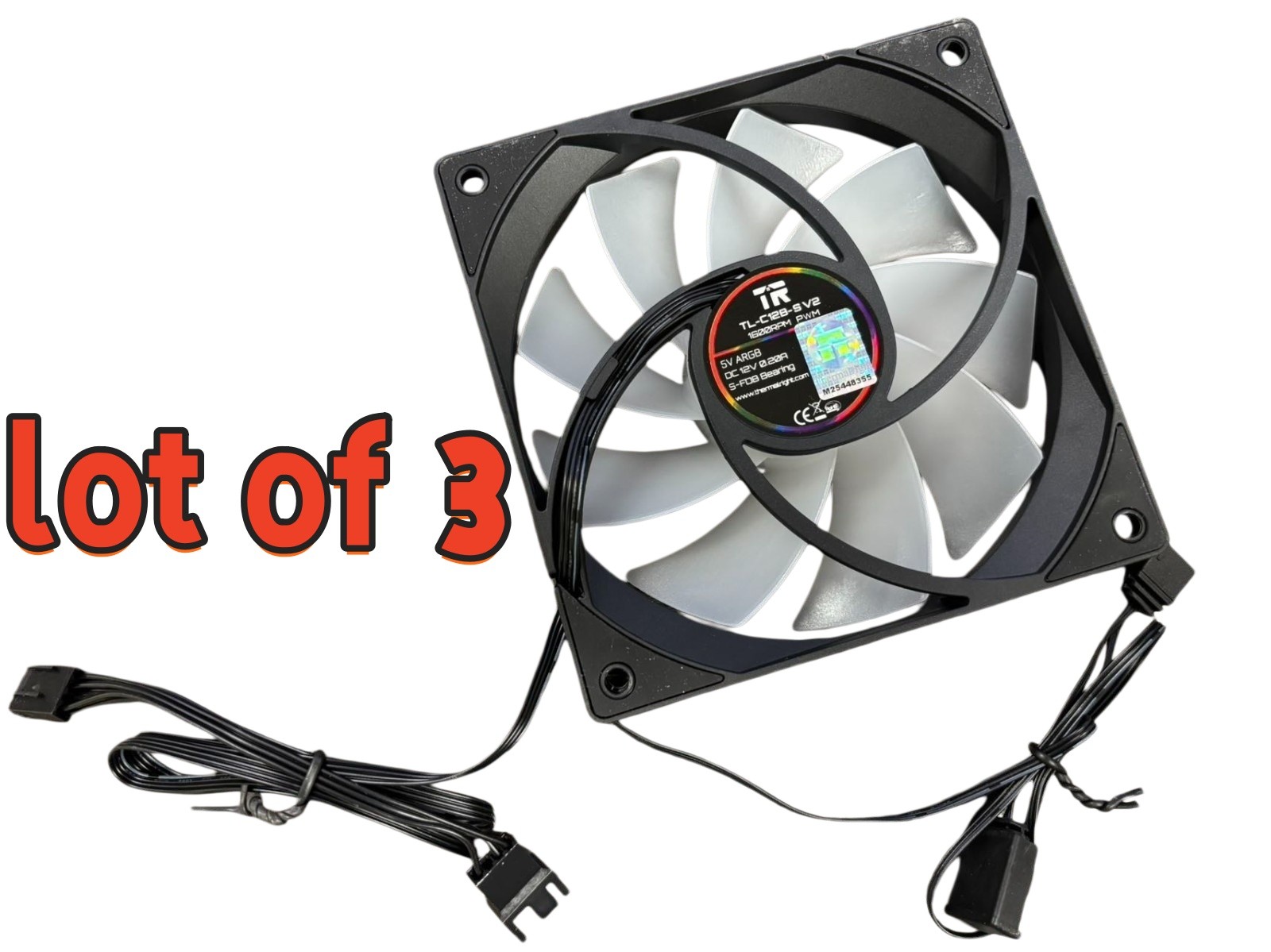 Lot of 3 Thermalright TL-C12B-S V2 Black 120mm ARGB PWM PC Case Fan 1500RPM