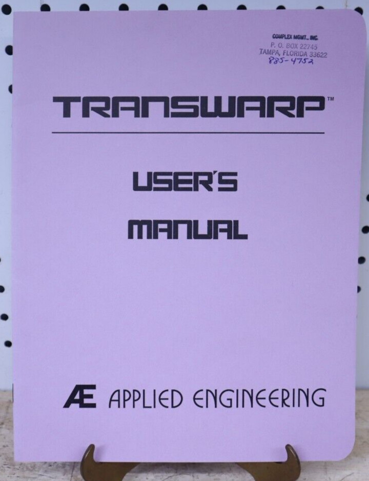 Nice Apple II & IIe Applied Engineering Transwarp Accelerator Card V1.1 Manual