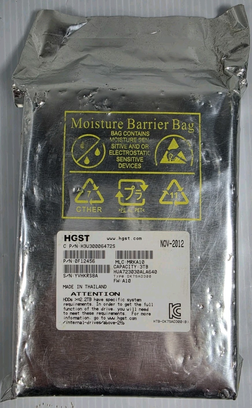 HITACHI  HUA723030ALA640 0F1246 H3U30006472S 3TB 7.2K RPM 3Gb/s SATA 3.5" HDD