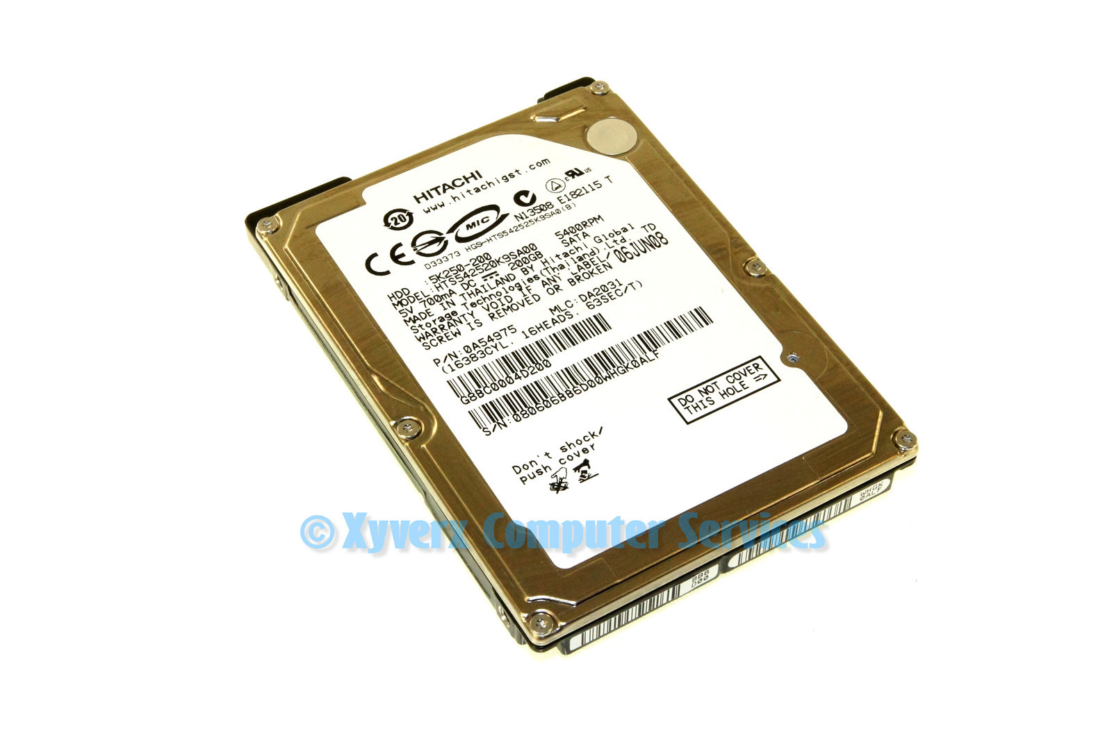 HTS542520K9SA00 HITACHI LAPTOP HD 5K250-200 200GB 5400RPM SATA (GRADE A)(CA29)