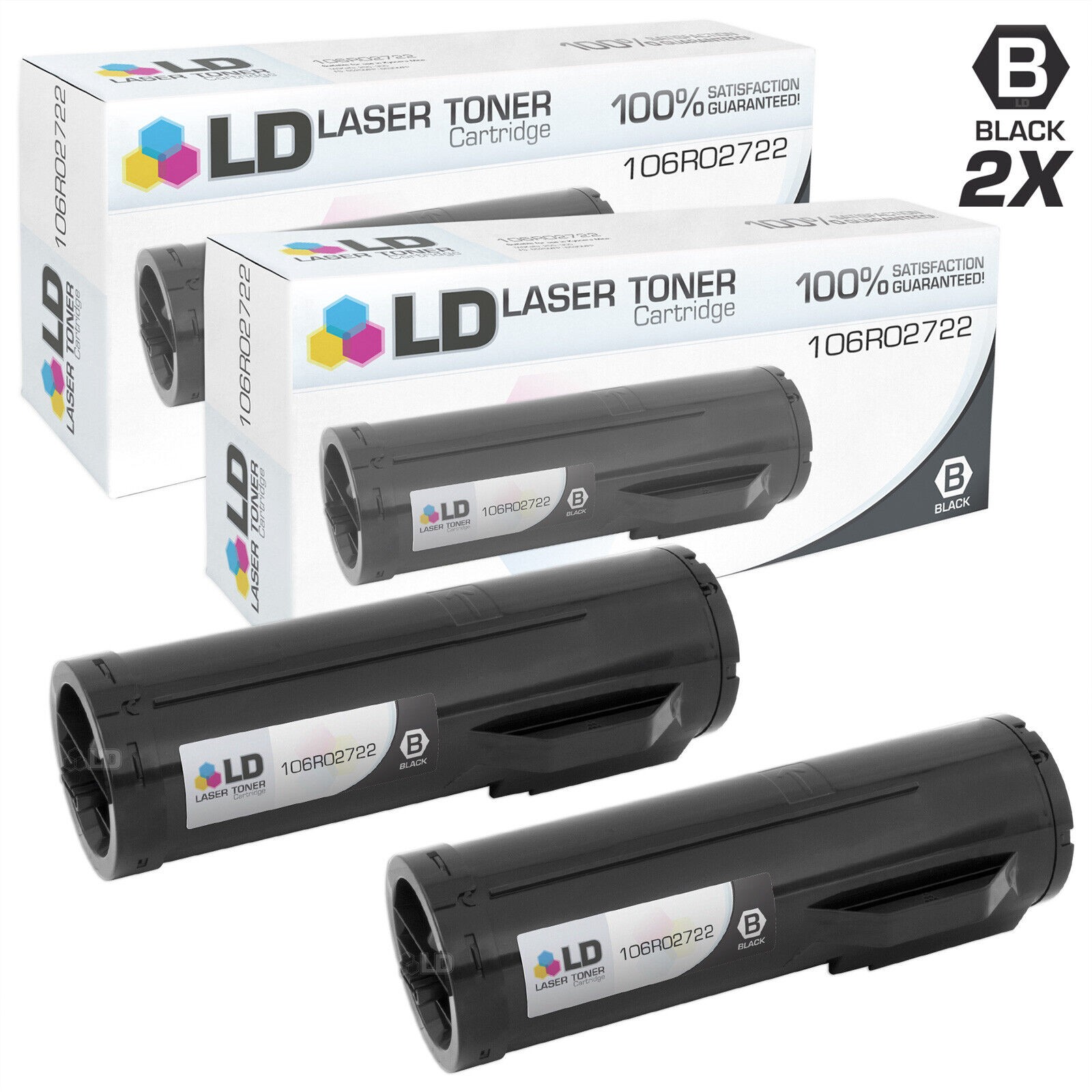 LD Compatible Xerox 106R02722 2PK HY Black Toner Cartridges for 3610/3615