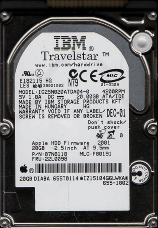 2.5 inch IBM IC25N020ATDA04-0 20GB ATA/IDE 4200rpm