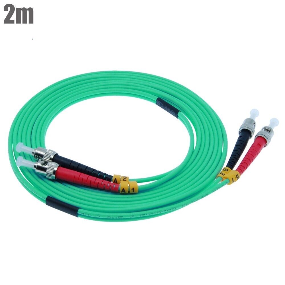 2m ST-ST 10Gbps Duplex Multimode 50/125 Fiber Optical Patch Cable Cord OM3 Aqua