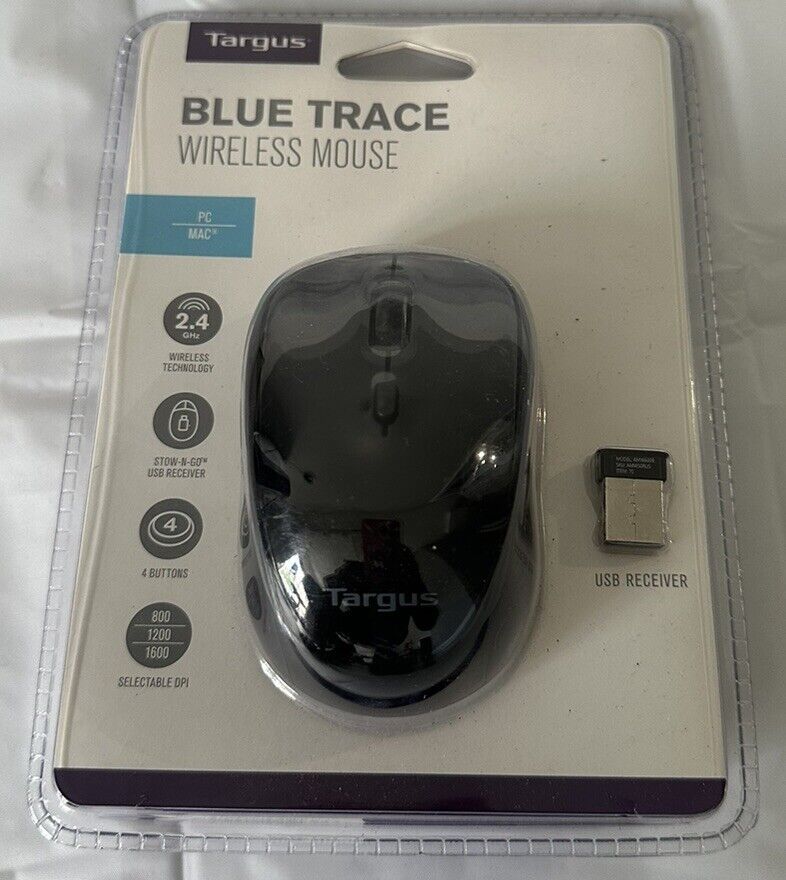 Targus Blue Trace 2.4 GHz Wireless Mouse Black AMW50US With Dongle