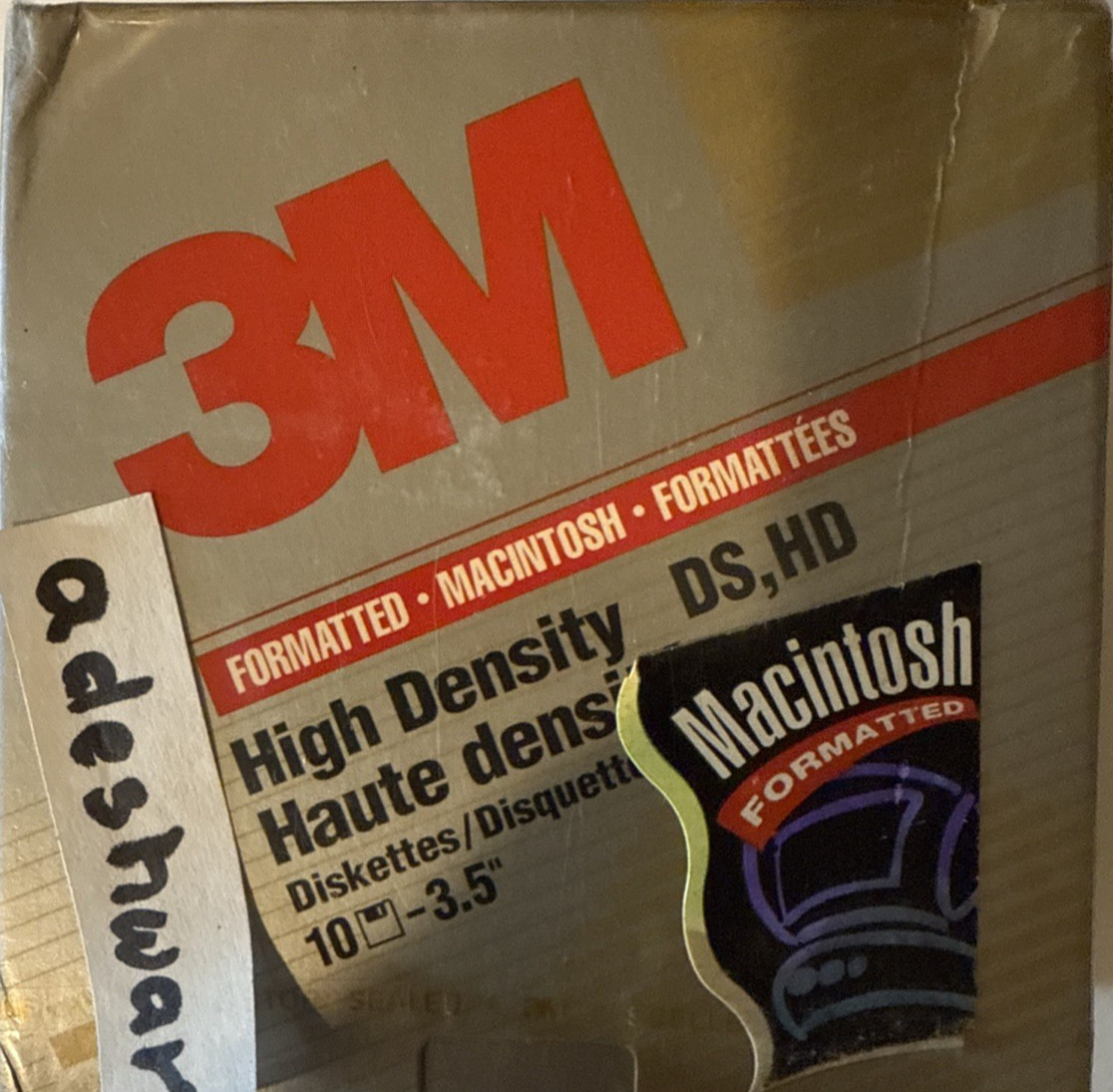 3M High Density DS HD 3.5" Diskettes Macintosh Formatted 10 pack- NEW SEALED