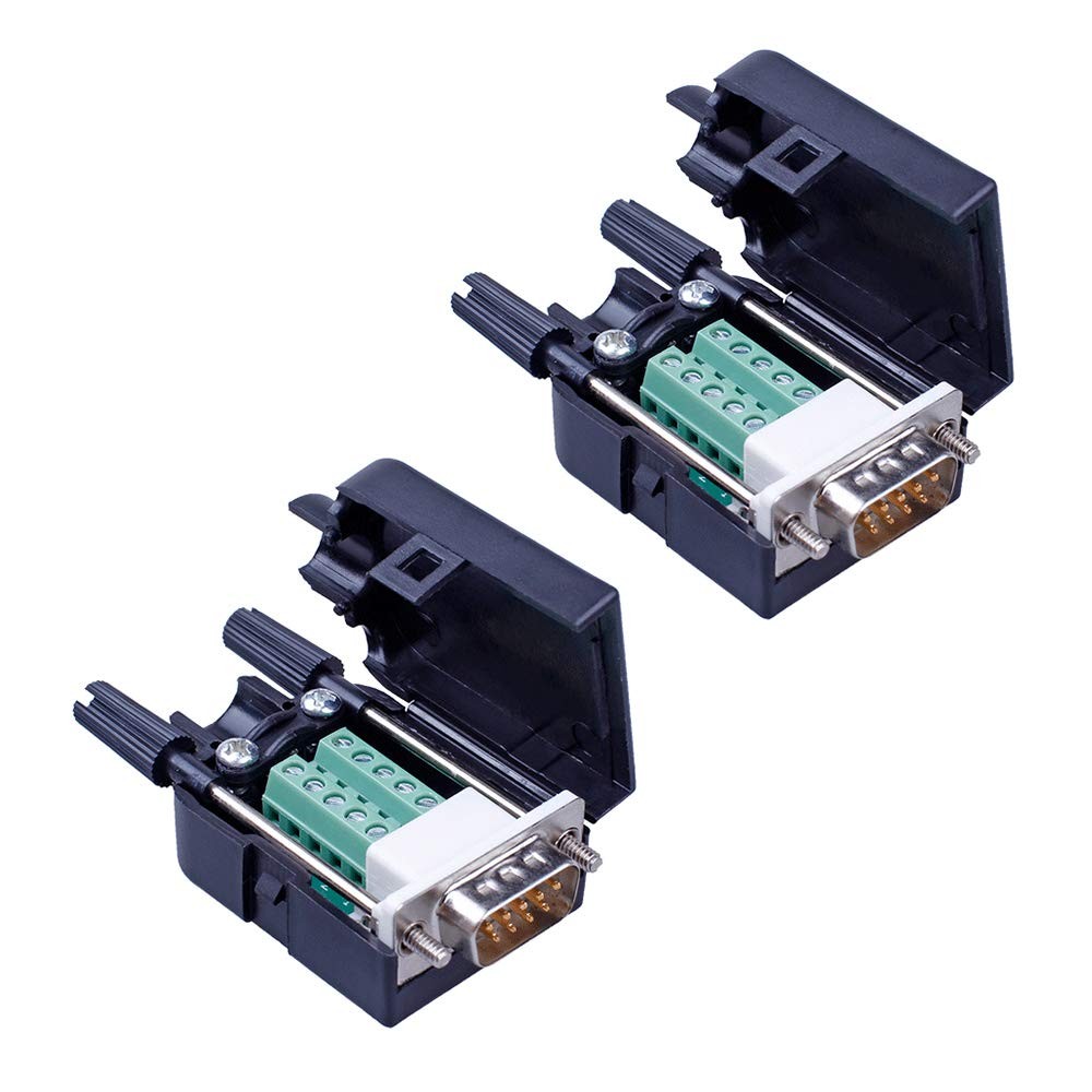 2PCS DB9 Solderless RS232 Serial to 9 pin Terminal Male Adapter
