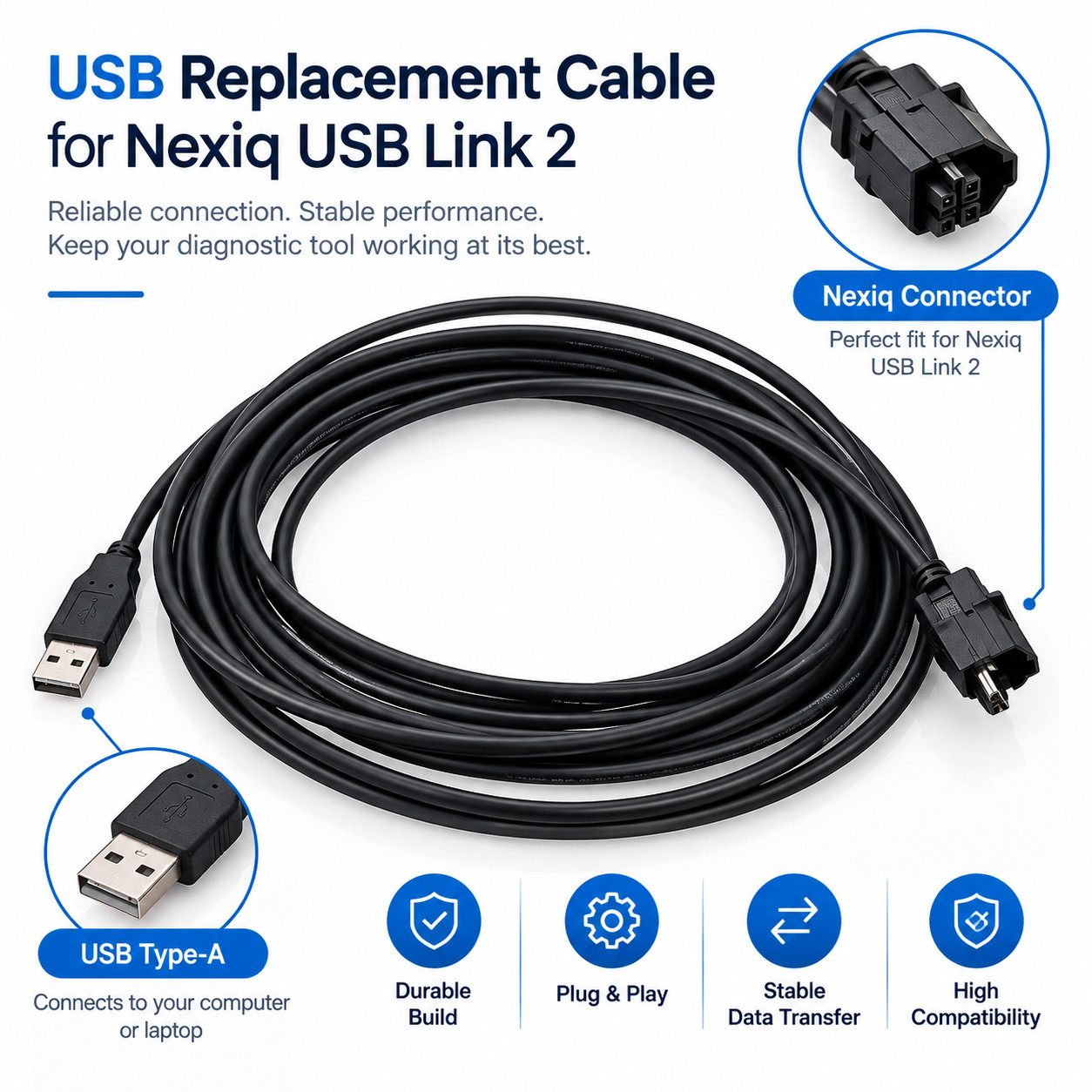 ISN USB Replacement Cable for Nexiq USB Link 2