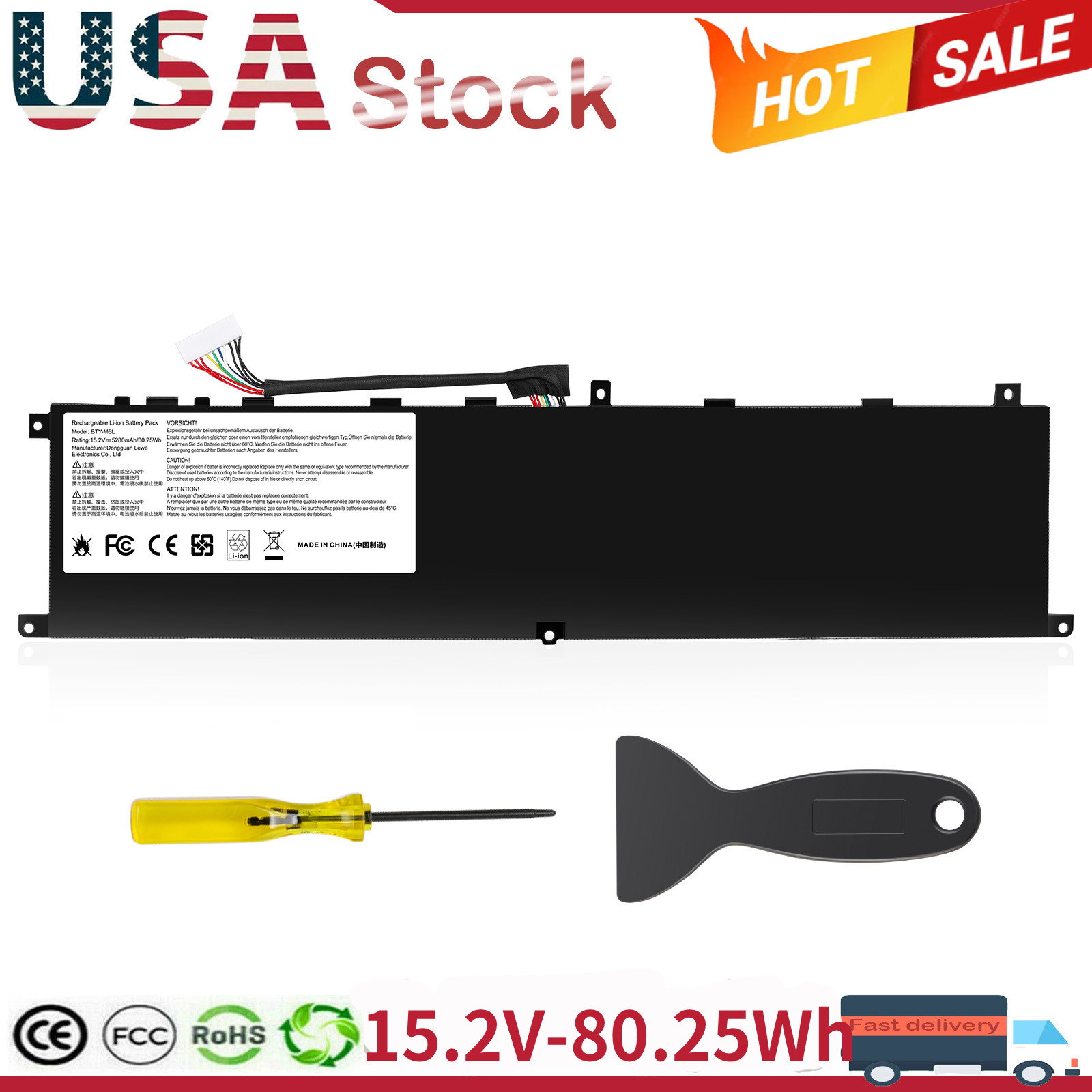 for MSI BTY-M6L Battery GS65 GS75 Stealth Thin 8SE 8SF 8SG 8RF 9SD 9SE PS42