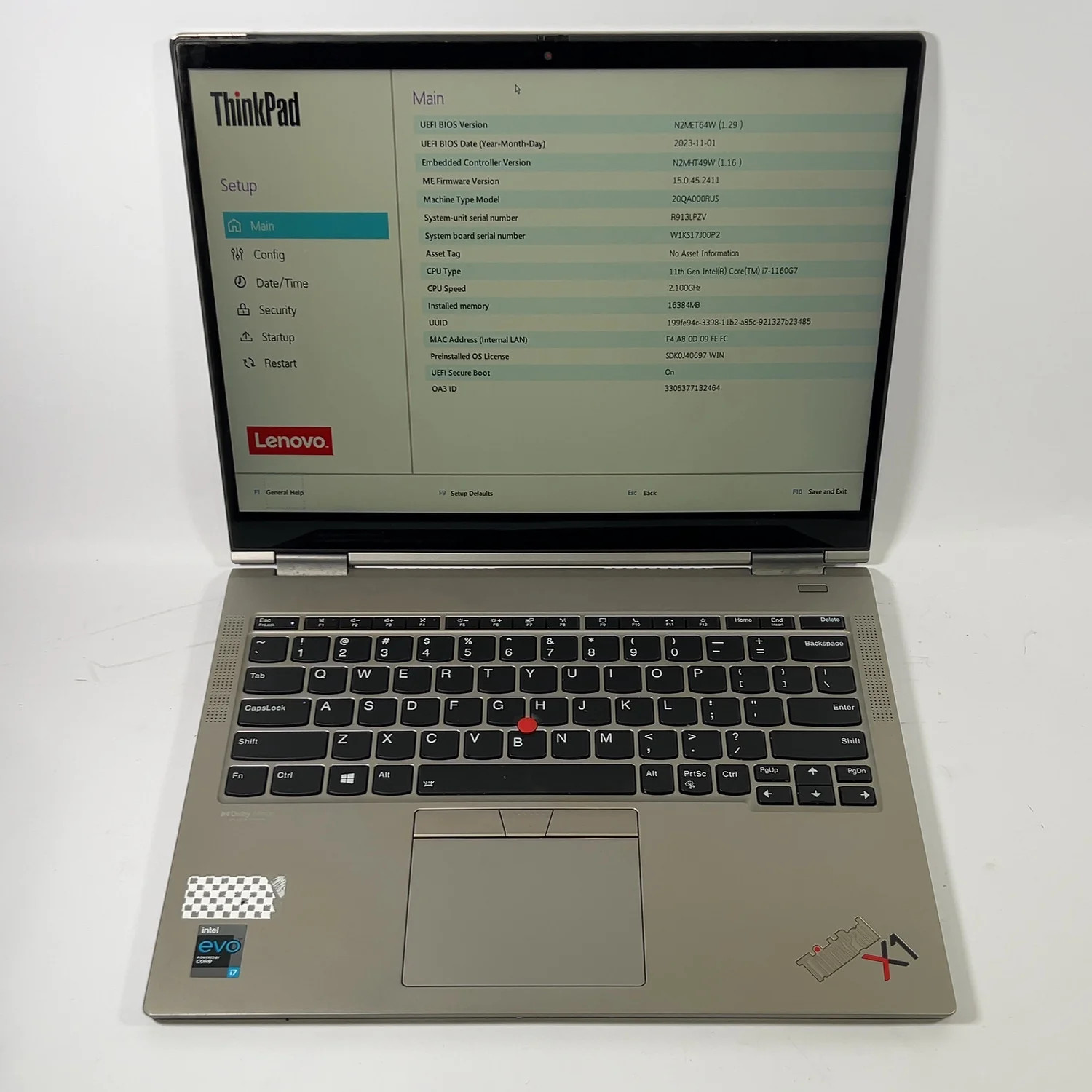 Lenovo ThinkPad X1 Titanium Gen 1 20QA 13.5" i7-1160G7 2.1GHz 16GB RAM