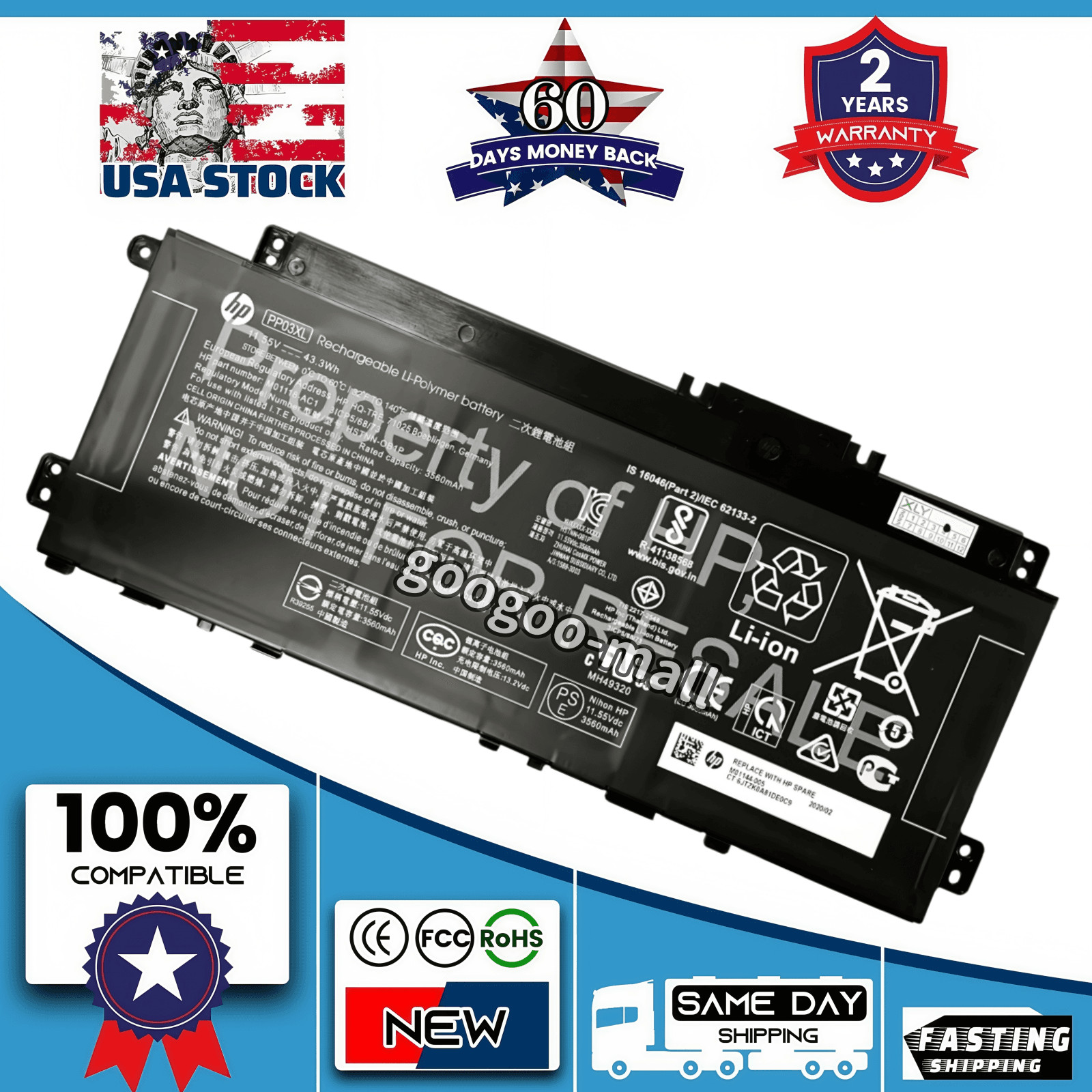 New Genuine PP03XL PV03XL Battery For Pavilion 13 14 X360 HSTNN-LB8 L83388-421