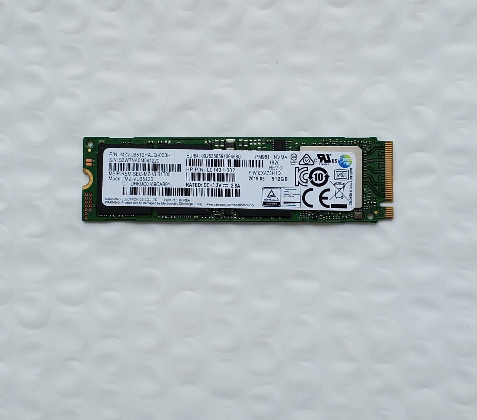 Samsung 512GB PM981 (MZVLB512HBJQ000H1) NVMe Ssd M.2 (90 day warranty) (Grade A)