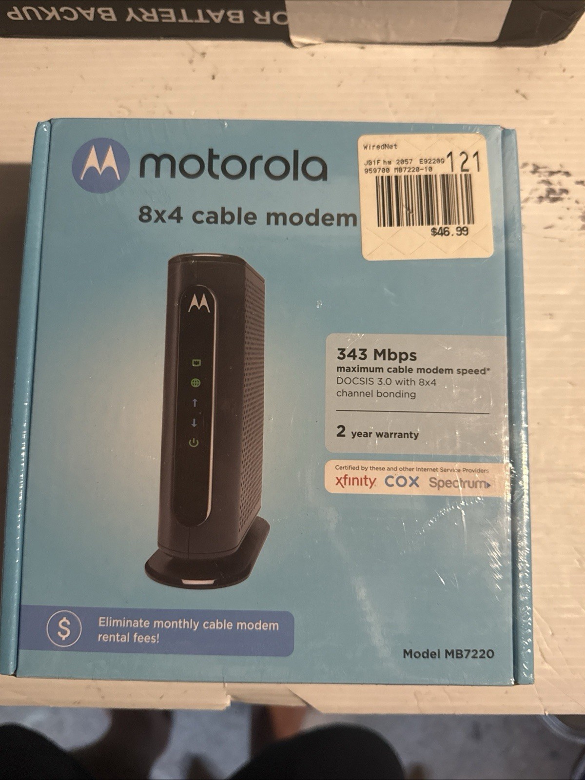 NEW SEALED Motorola MB7220-10 8x4 343Mbps DOCSIS 3.0 Cable Modem