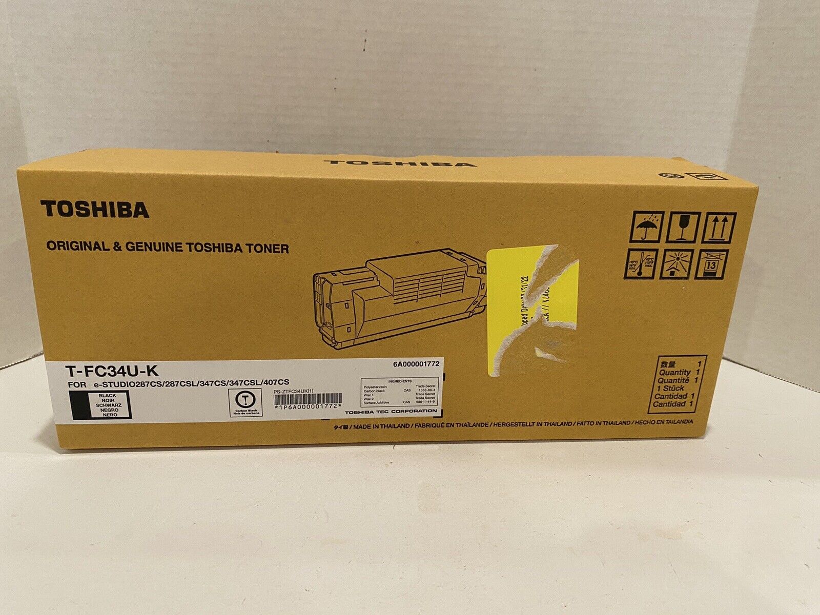 Genuine Toshiba T-FC34U-K Black Toner Cartridge Brand New In Box And Plastic Bag