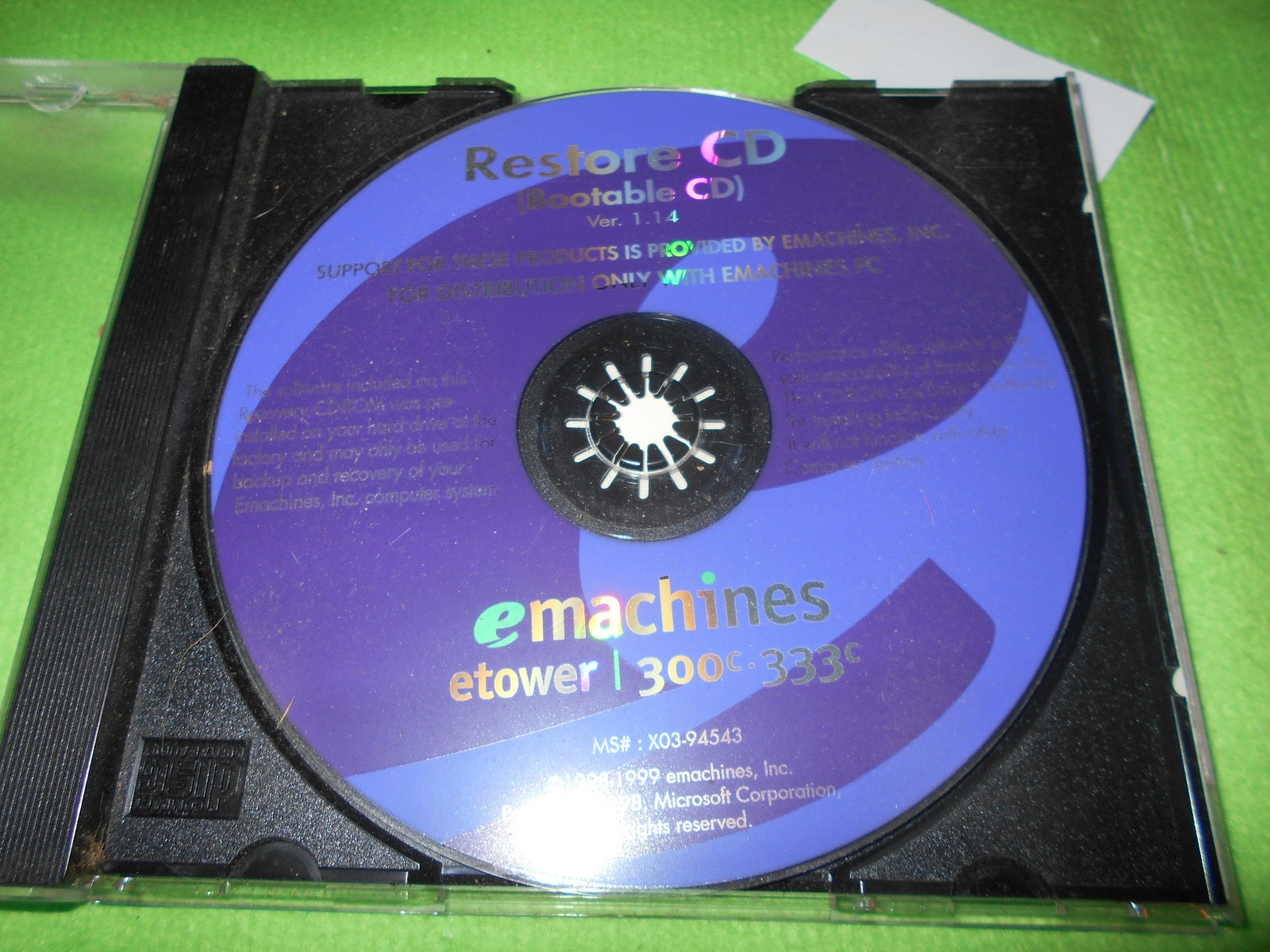 EMachines Restore CD Version 1.14 300c & 333c
