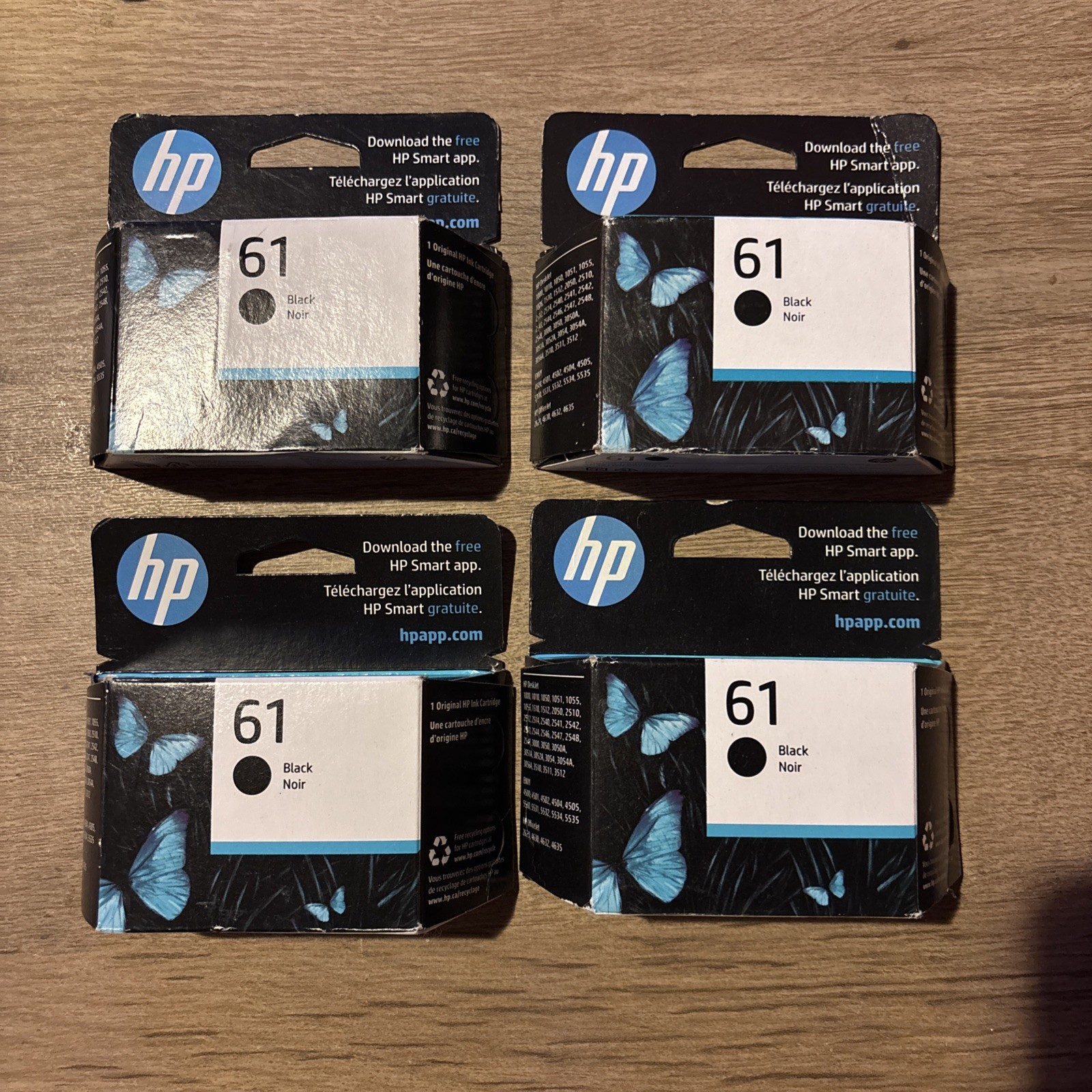 Lot Of 4 HP 61 Black Original Ink Cartridge New In Box 11/2026