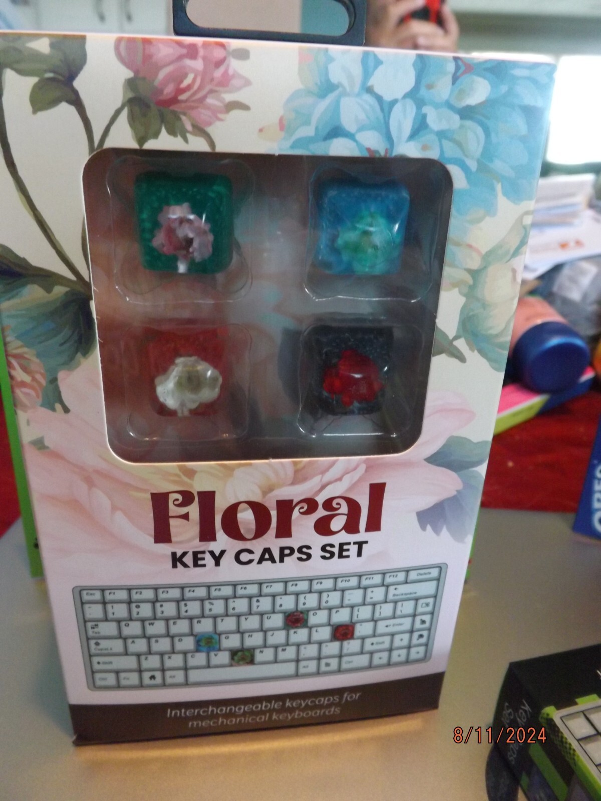Floral Interchangeable Key Caps Set--Brand New