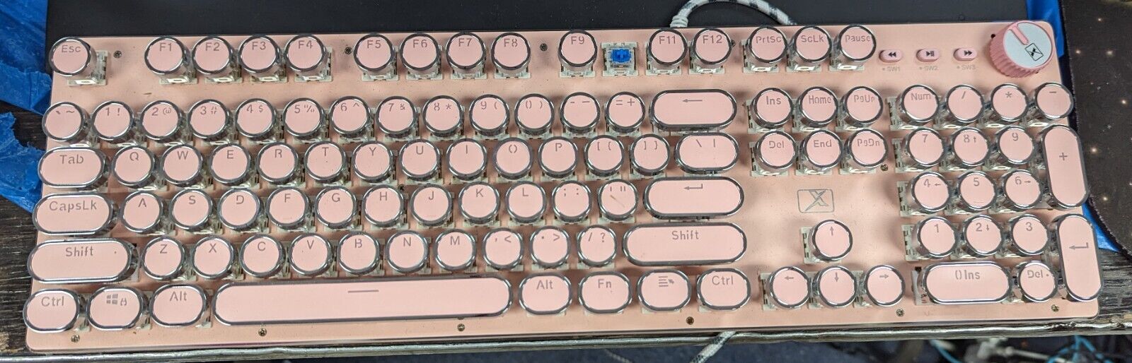 104 Key Mechanical Keyboard Round Steampunk Typewriter Pink - Replacement Keys
