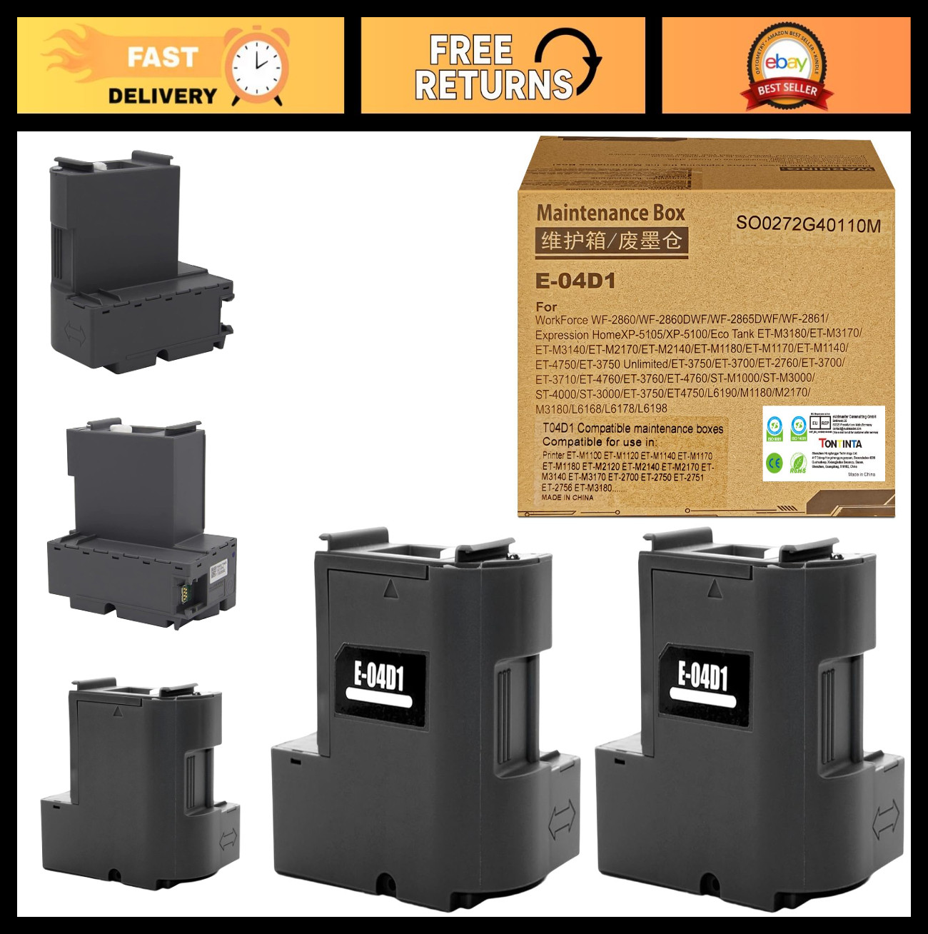 Compatible Maintenance Boxes Waste Ink Cartridges for ET-M1100 ET-M1170 (2 Packs