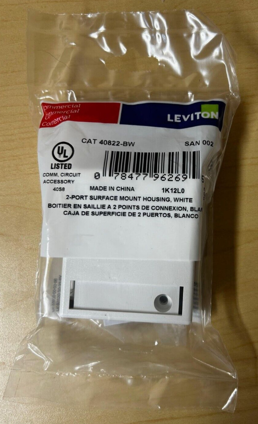 BRAND NEW LEVITON CAT 40822-BW, QUICKPORT 2 PORT SURFACE MOUNT HOUSING