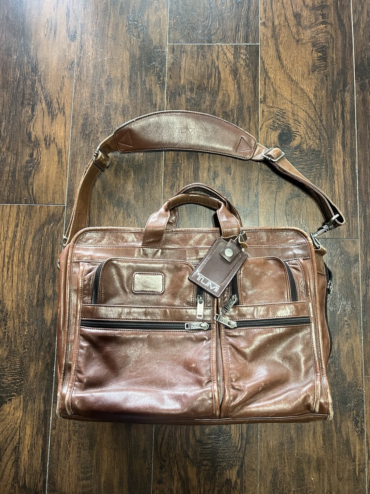 Vintage Tumi Alpha Compact Laptop Computer Briefcase Brown Leather Bag Work