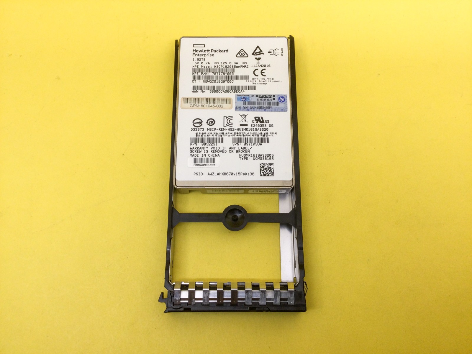 J8S15A HPE 3PAR STORESERV 20000 1.92TB SAS 2.5IN FIPS ENCRYPTED SSD 809588-001