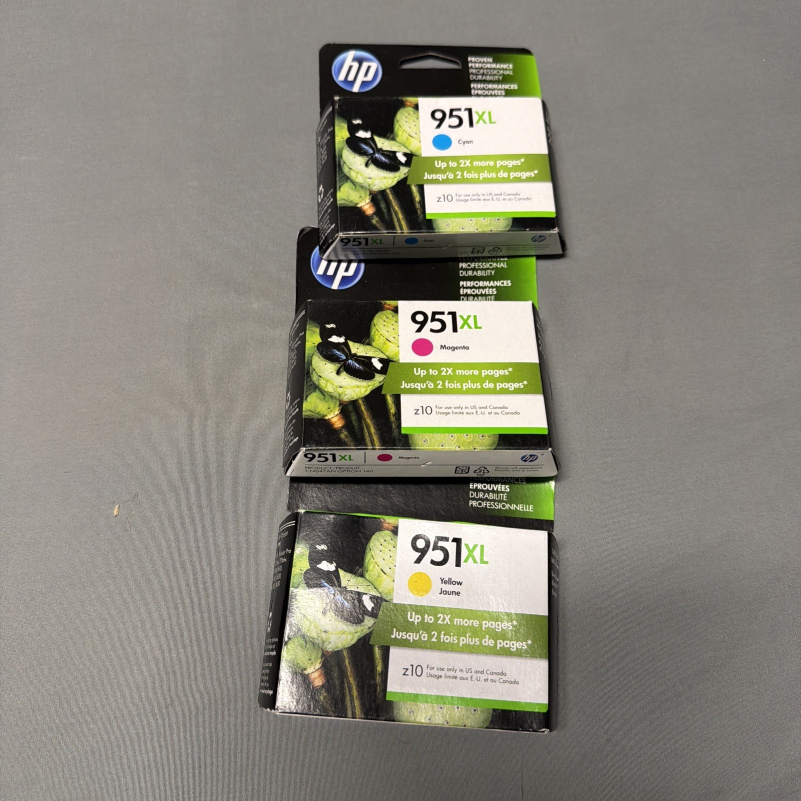 HP 951 Xl Lot Of Three Magenta, Blue And Yellow Exp 2019