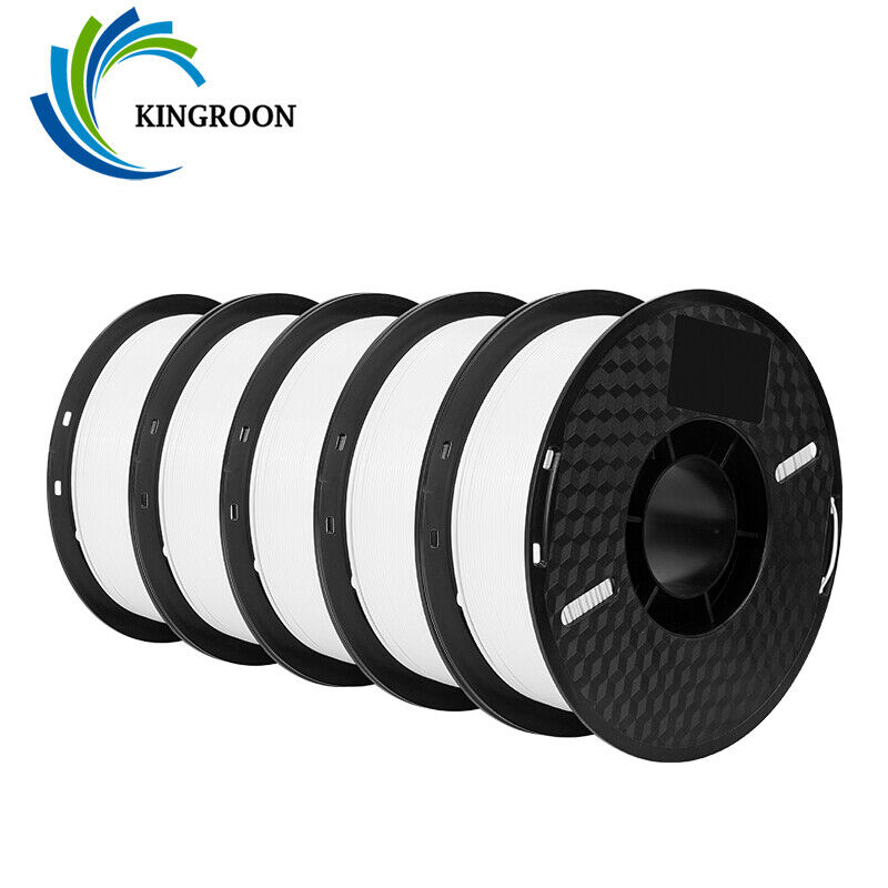 Kingroon 5KG 3D Printer Filament PLA 1.75 mm FDM Bundle Spool 5 Rolls 1KG White