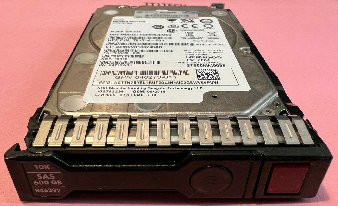 2x 781514-001 HP 600GB 12G SAS 10K 2.5IN HDD 846267-B21 846292-001 846273-011