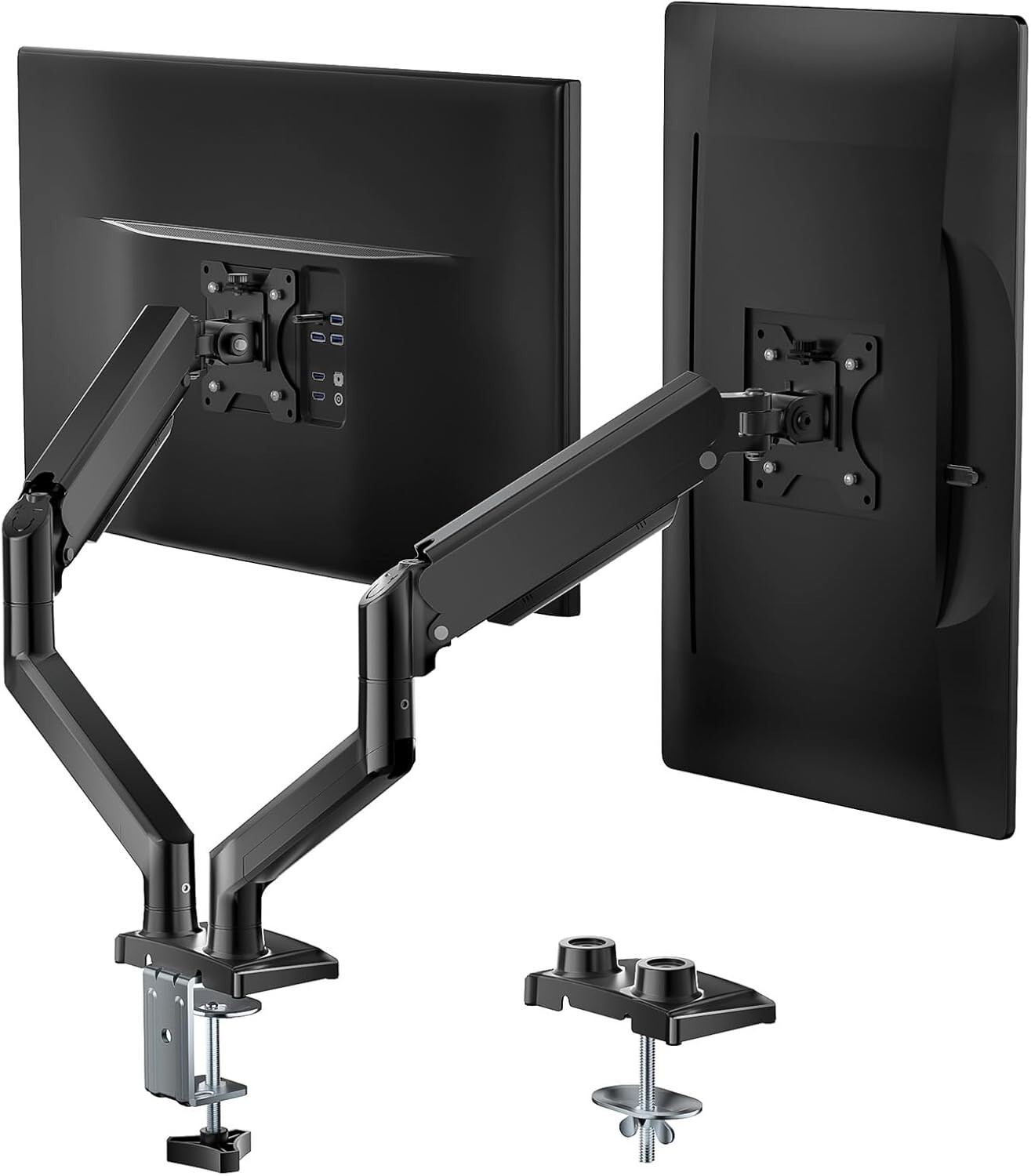 Soporte de Monitor Doble, Ajustable con Resorte de Gas, Hasta 32 Pulgadas