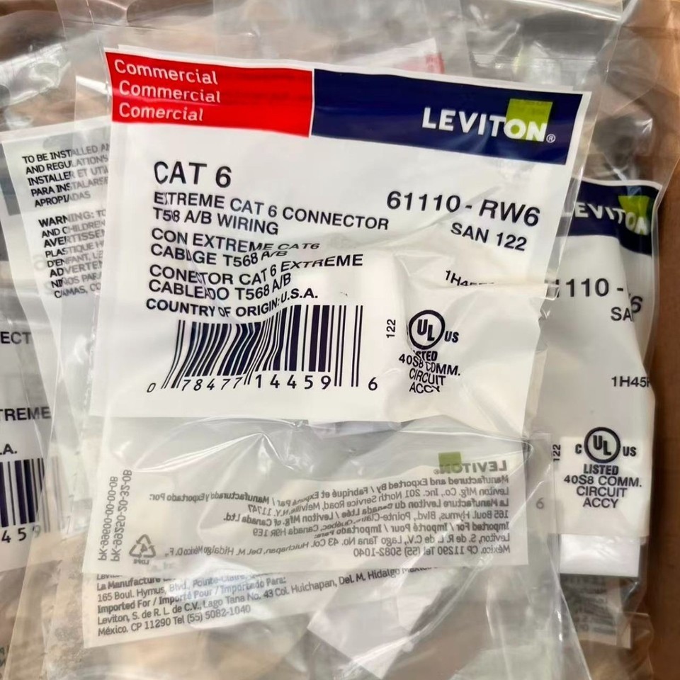 Box of 50  NEW For Leviton 61110-RW6 Cat 6 Keystone jack Gigabit RJ45 White