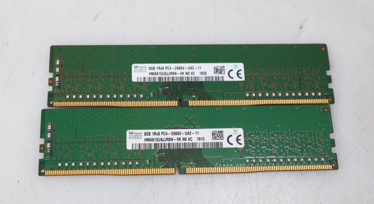 LOT 2x 8GB (16GB) SK Hynix HMA81GU6JJR8N-VK 2666MHz DDR4 UDIMM Desktop Memory