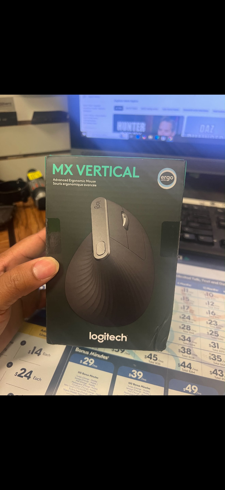 NEW Logitech MX Vertical Advanced Ergonomic Wireless Optical Mouse 910-005447
