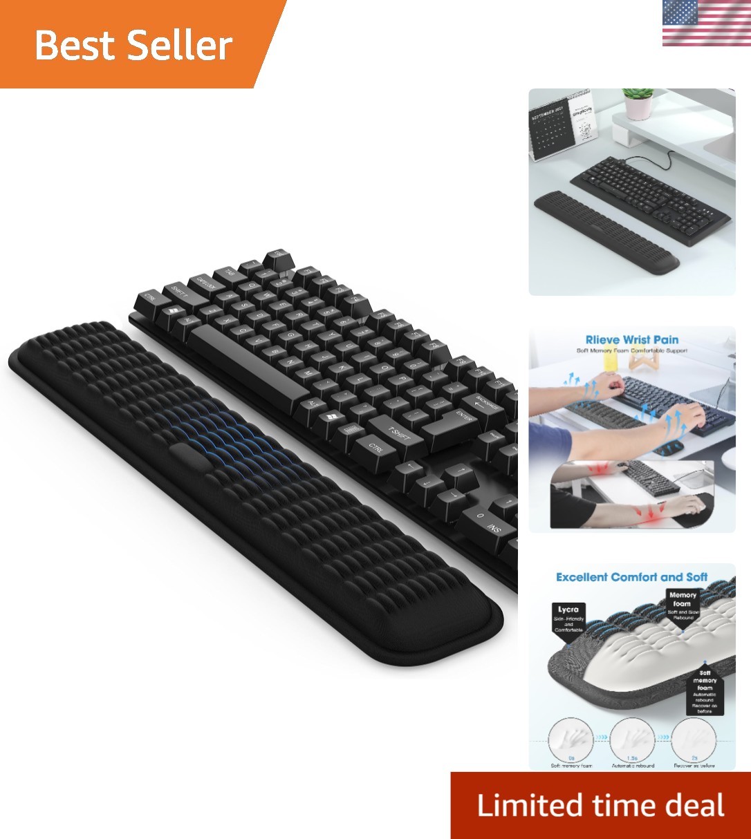 Ergonomic Memory Foam Wrist Rest - Ultimate Comfort for Long Gaming & Work Hours