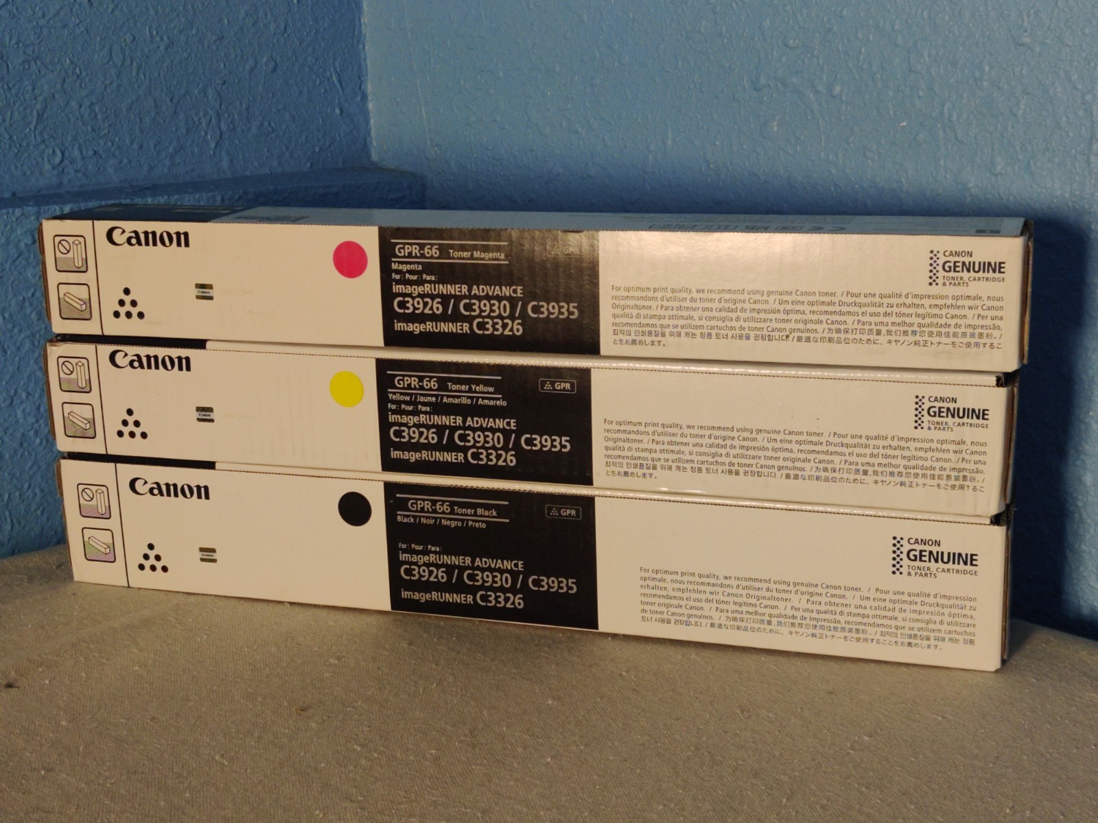 Genuine OEM Canon GPR-66 MYK Toner Set for IR C3926, C3930, C3935, & C3326