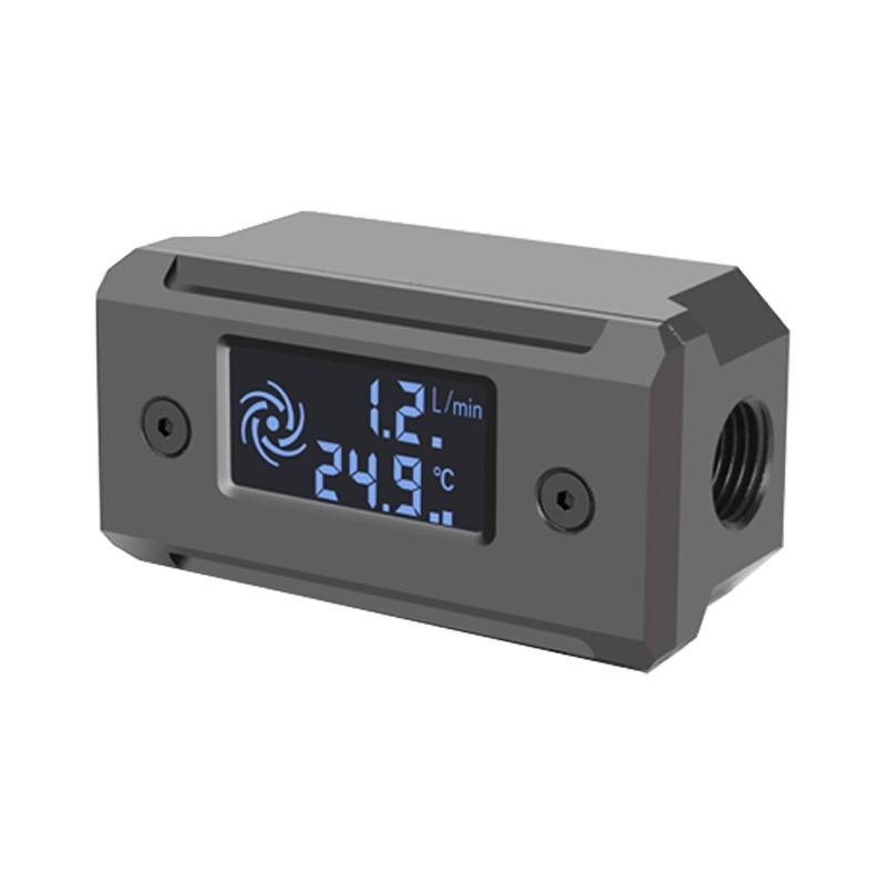 Digital Water Cooling Flow Meter Thermometer G1/4 LED Display PC Cooling System