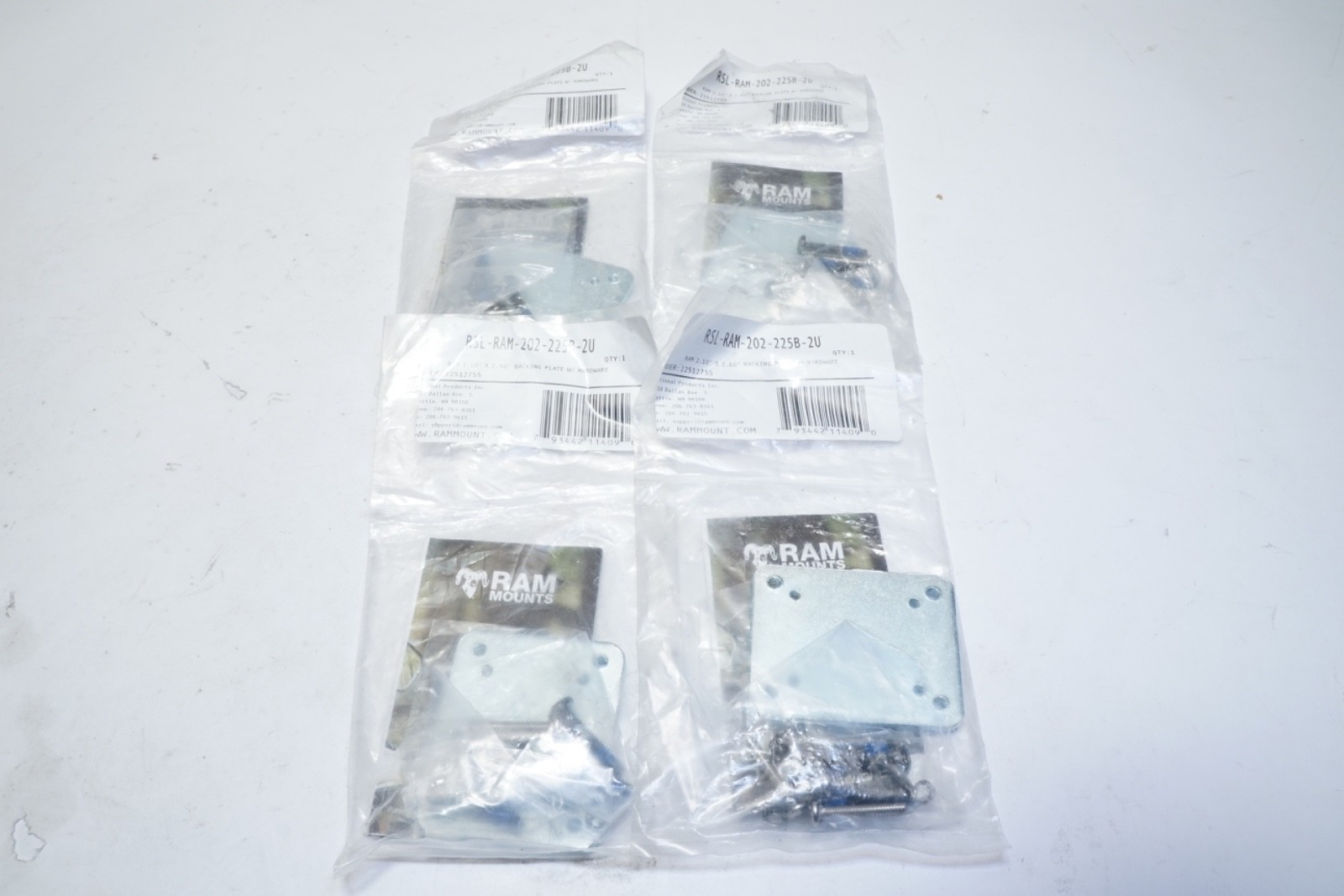 New Lot of 4 RAM-202-225B-2U RAM Mounts Backing Plate Adapter Ships FREE