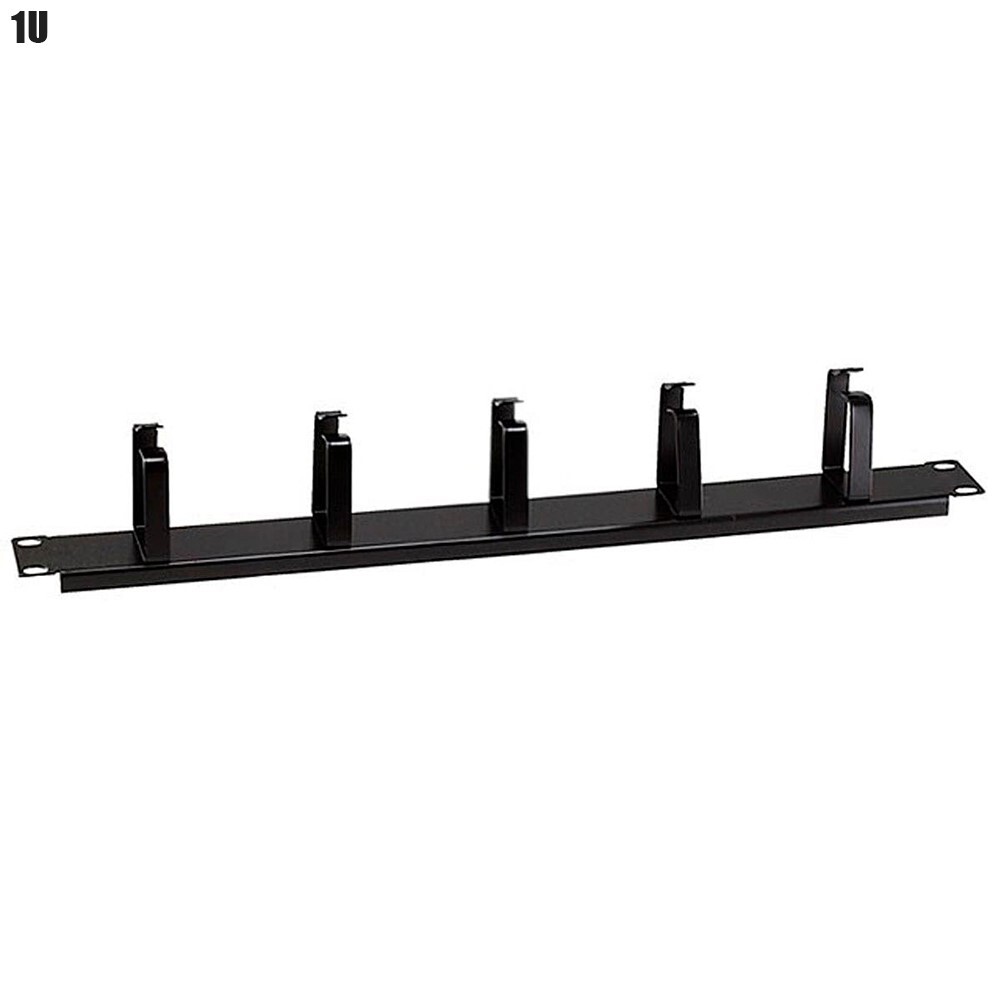 1U 19" Cable Wire Management Rack Mount Panel 5 Ring D-Ring Steel Black